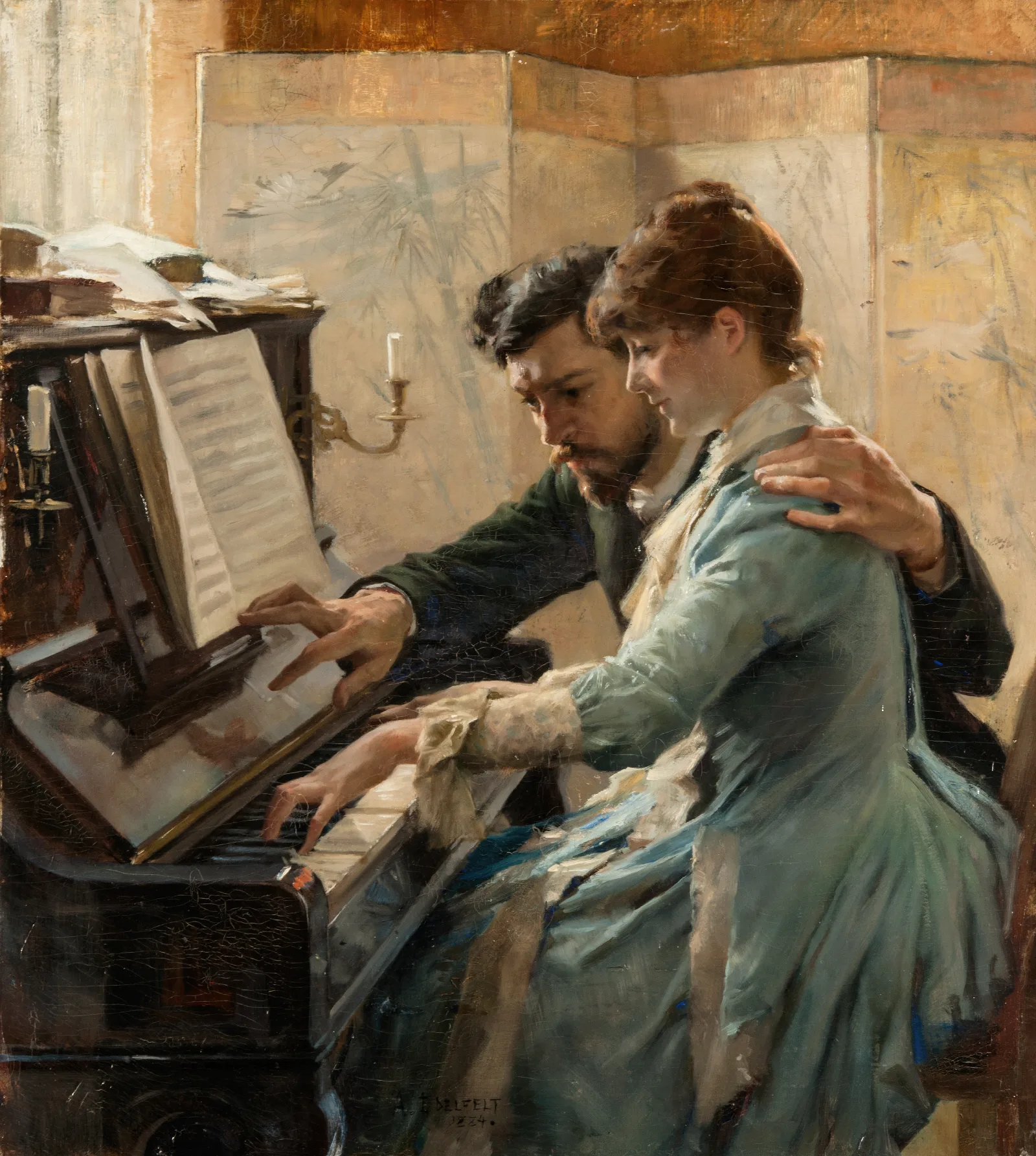 At The Piano 8 Wall Art by Albert Edelfelt - Canvas Print