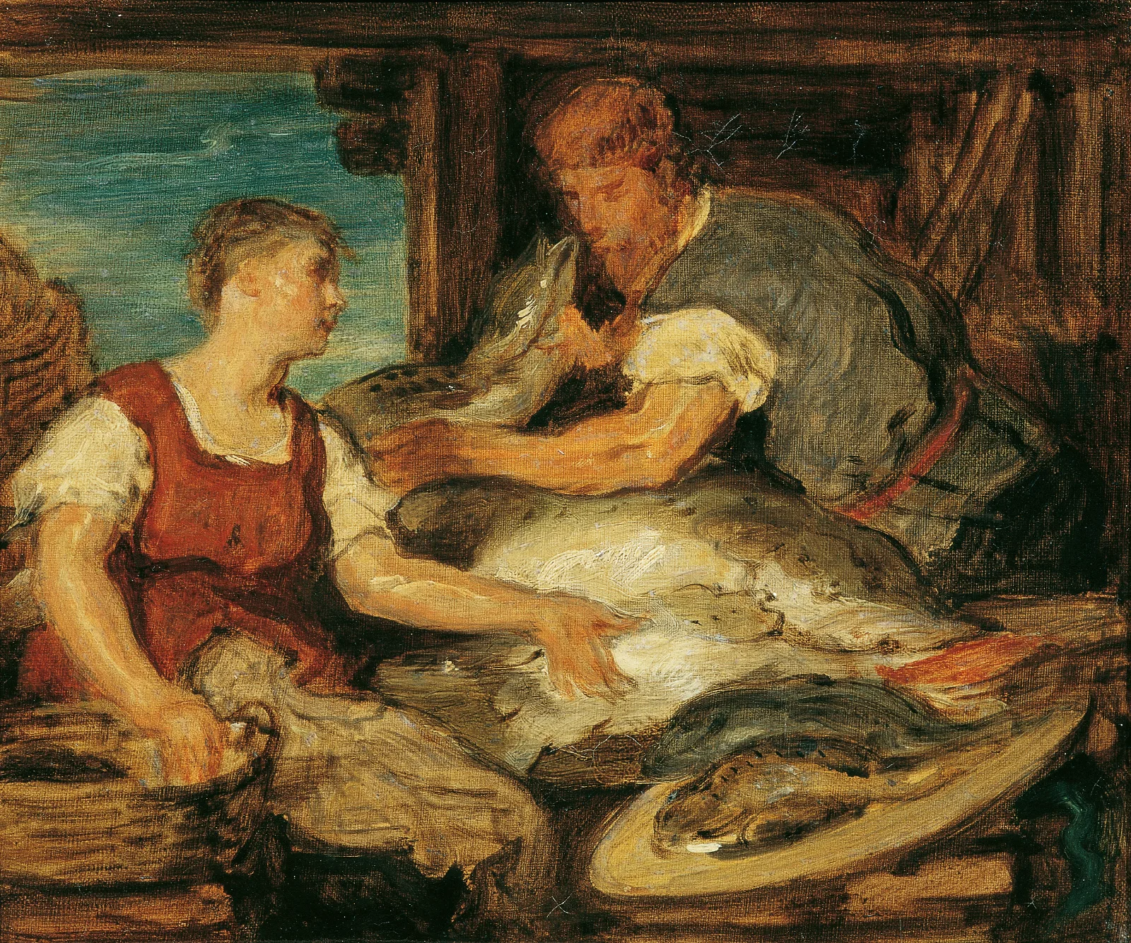 Die Fischverkauferin Wall Art by Hans Canon - Canvas Print