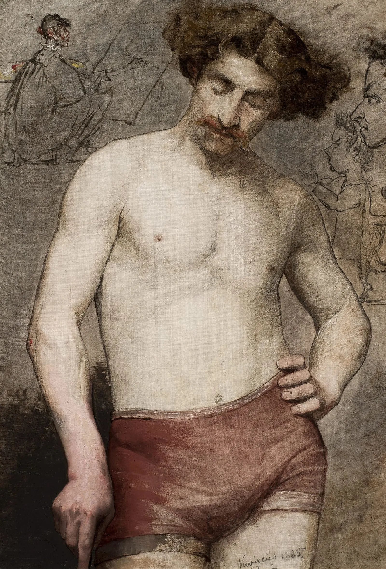 Male Semi Nude Study Wall Art by Anna Bilińska-Bohdanowicz - Canvas Print