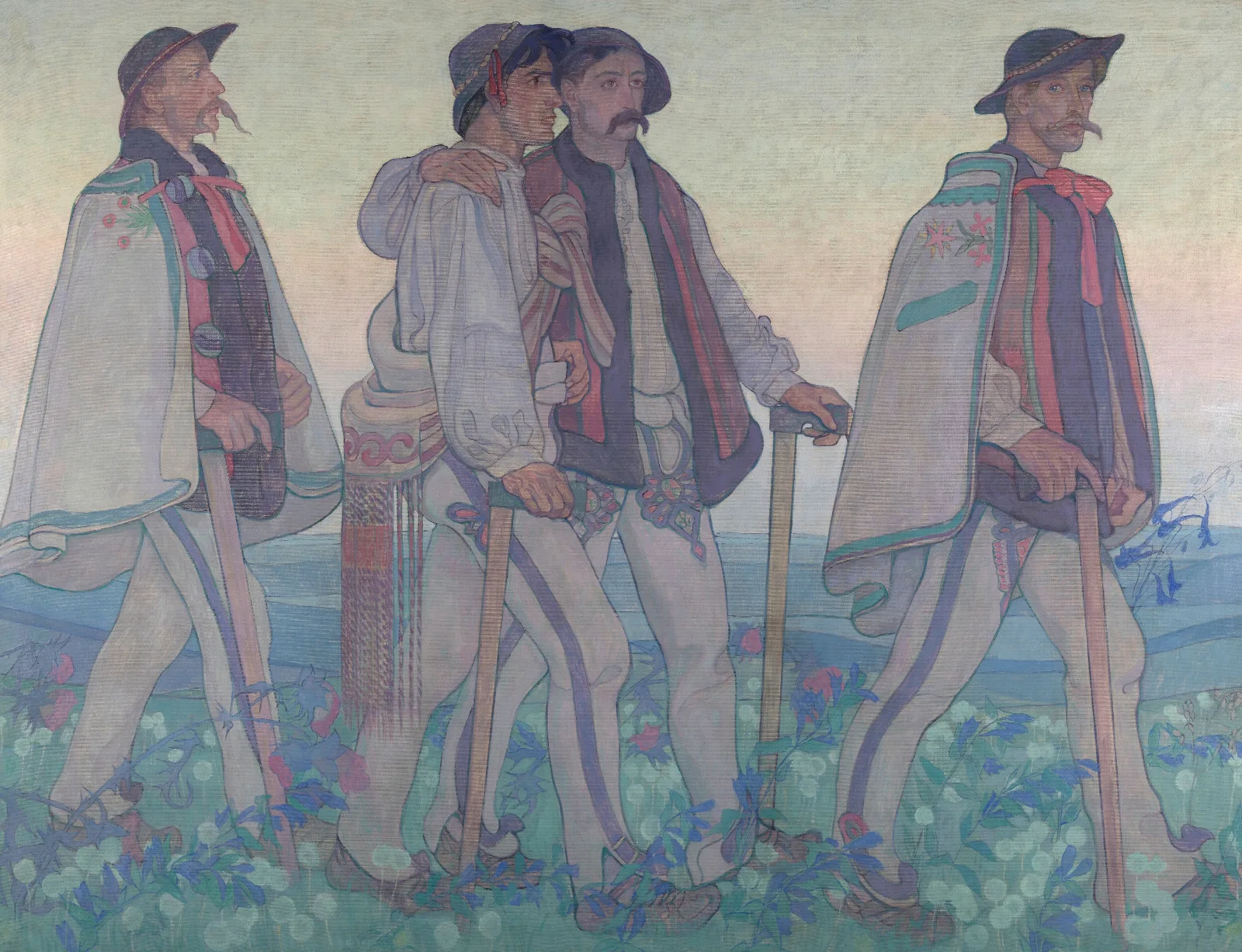 Procession Of The Highlanders Wall Art by Jan Rembowski - Canvas Print