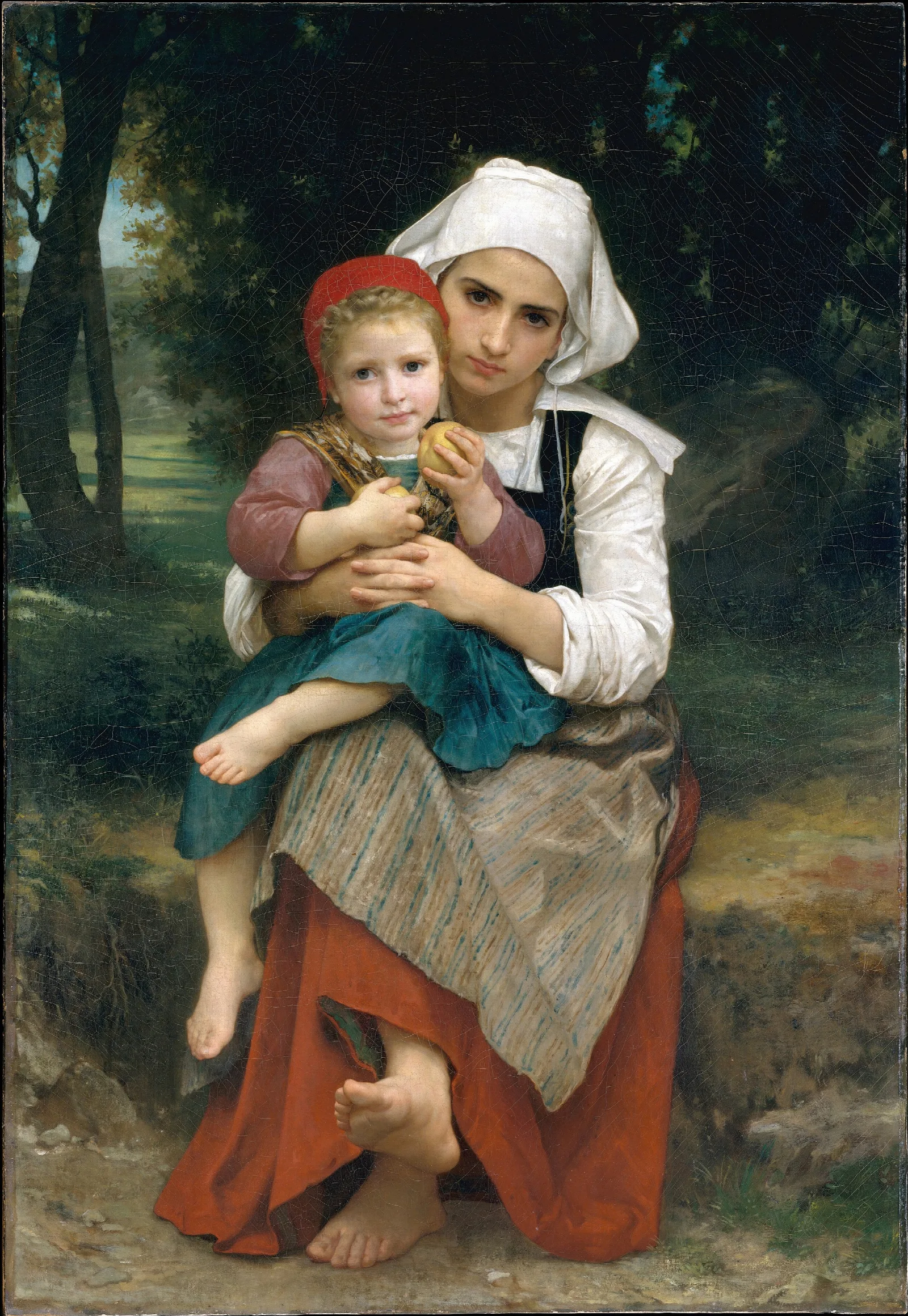 Breton Brother And Sister Wall Art by William Bouguereau - Canvas Print