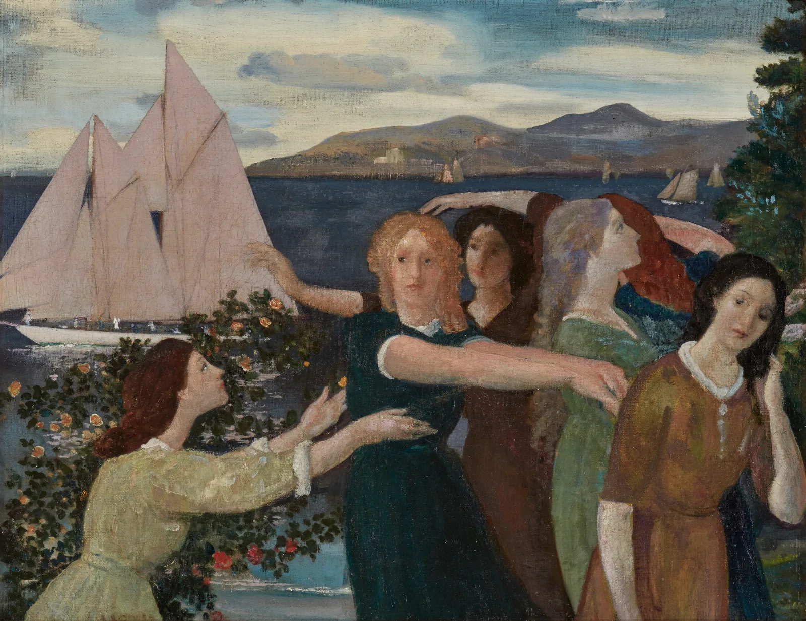Across The Harbor Wall Art by Arthur Bowen Davies - Canvas Print