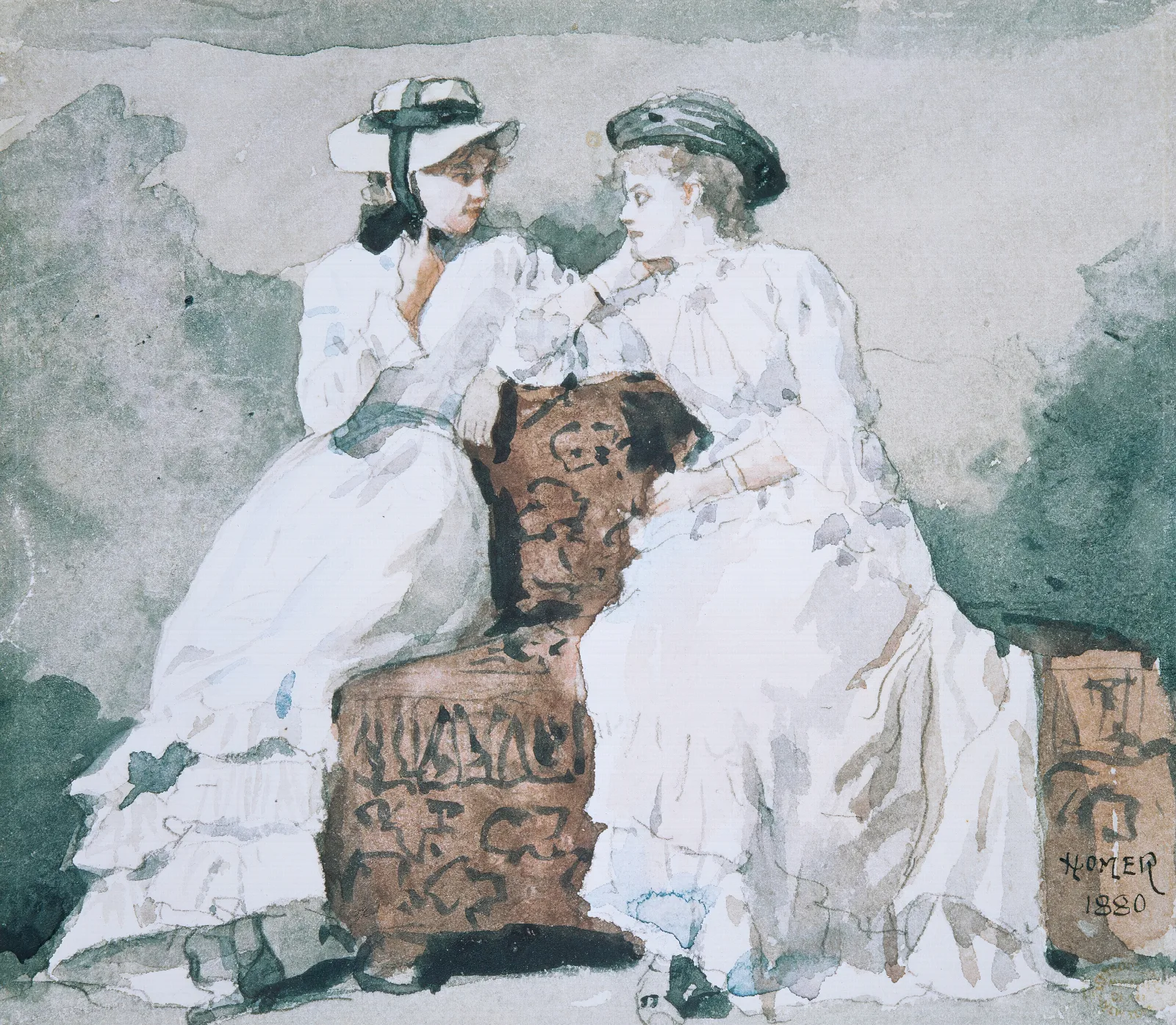 Two Ladies 2 Wall Art by Winslow Homer - Canvas Print