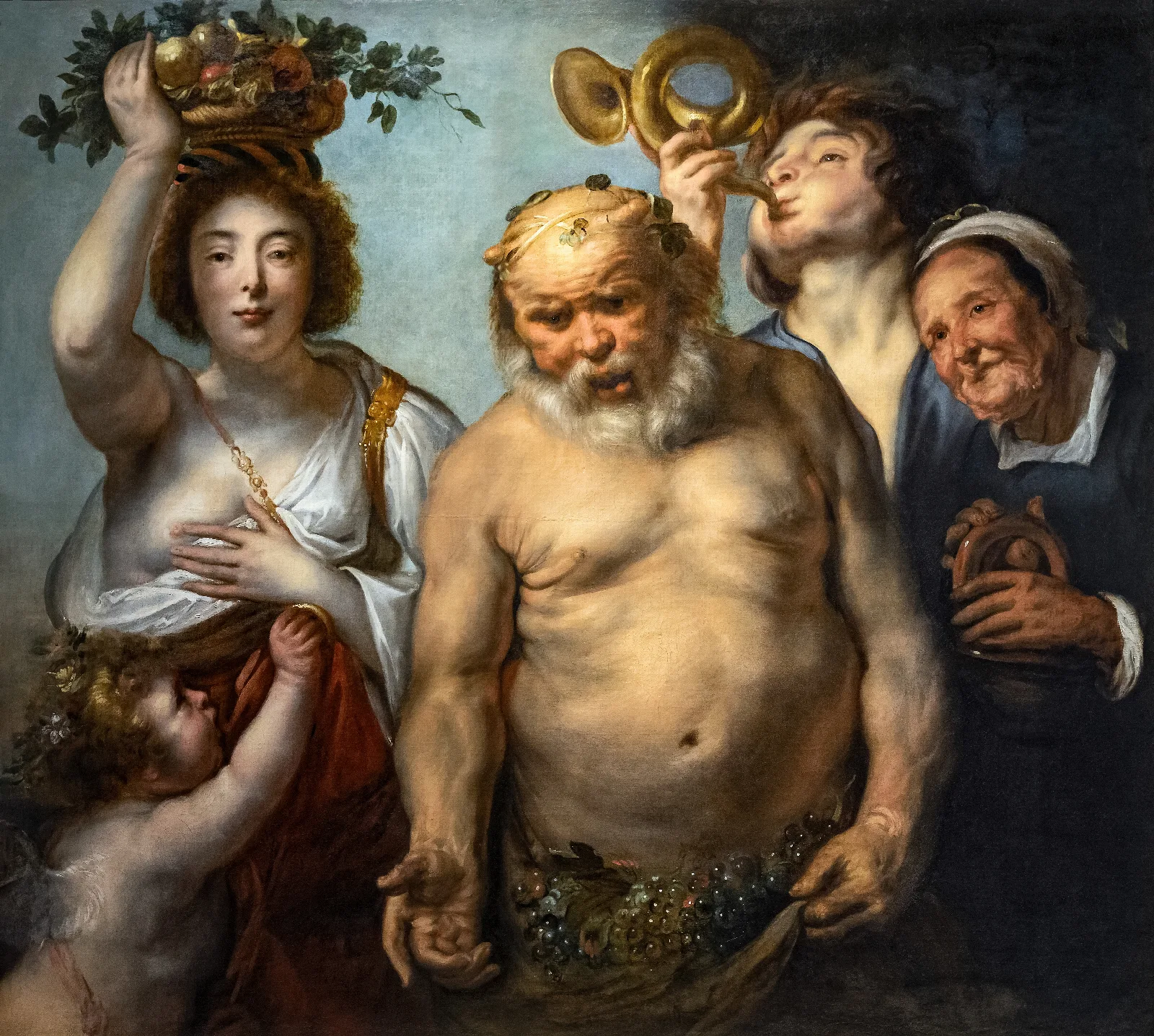Silenus And The Four Seasons Wall Art by Jacob Jordaens - Canvas Print