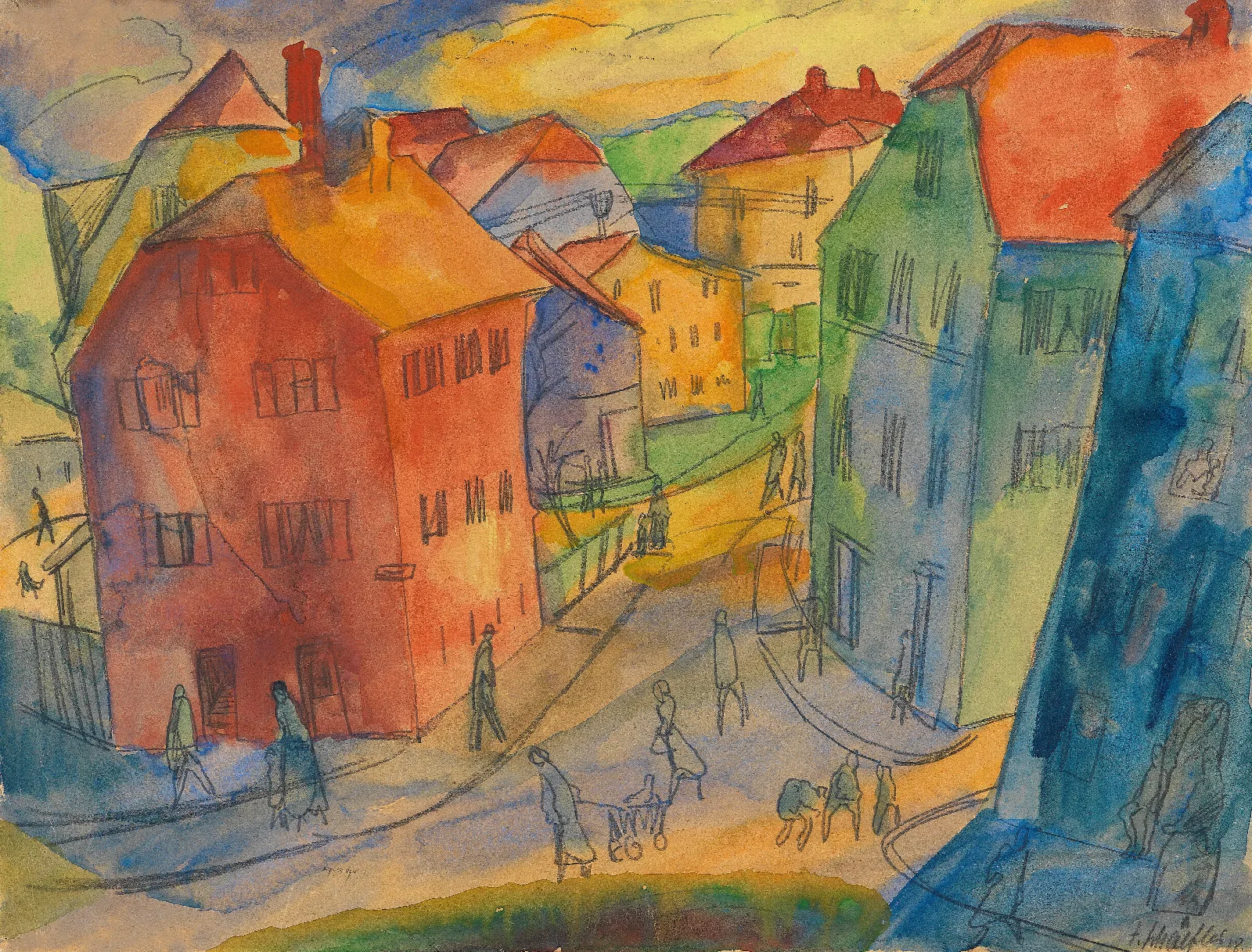 Kleinstadtstrase Wall Art by Fritz Schaefler - Canvas Print
