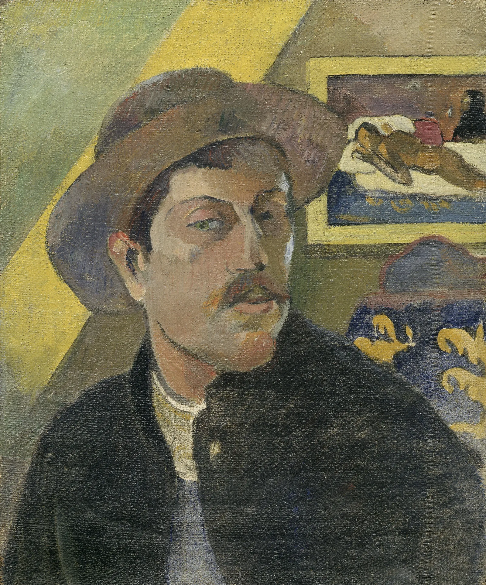 Self Portrait With A Hat 2 Wall Art by Paul Gauguin - Canvas Print