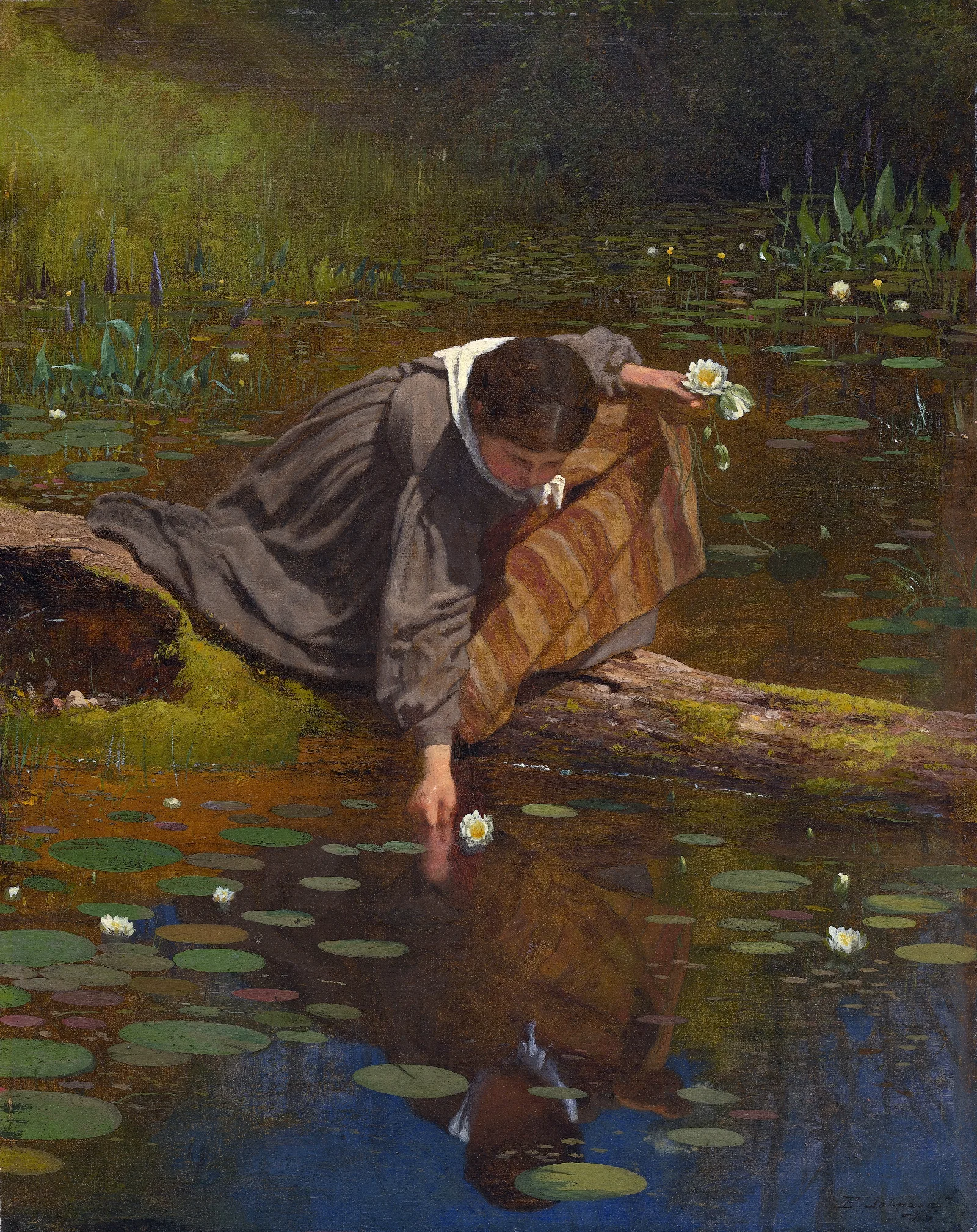 Gathering Lilies Wall Art by Eastman Johnson - Canvas Print