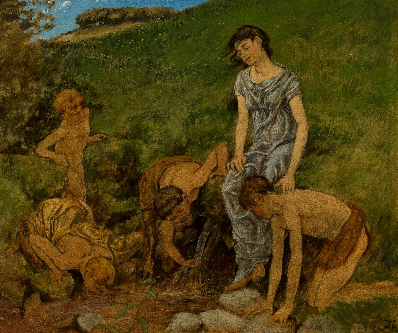 At The Spring Well Wall Art by Hans Thoma - Canvas Print