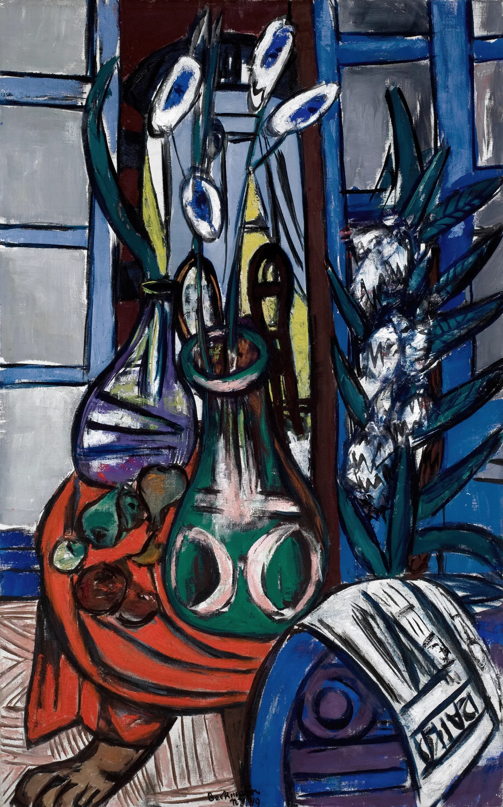 Large Still Life Interior Blue Wall Art by Max Beckmann - Canvas Print