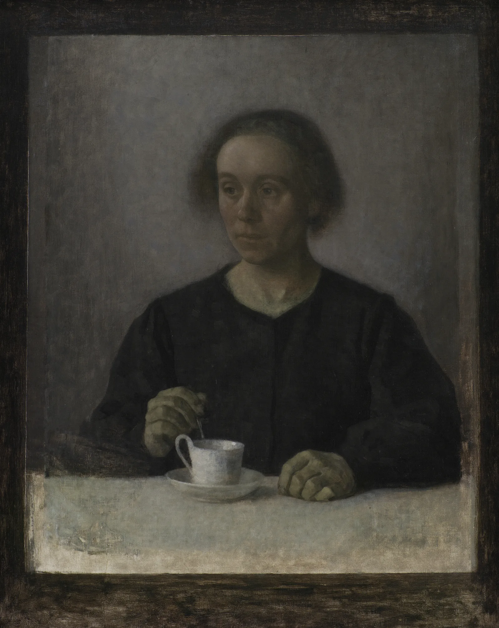 Ida Hammershoi The Artists Wife With A Teacup Wall Art by Vilhelm Hammershøi - Canvas Print