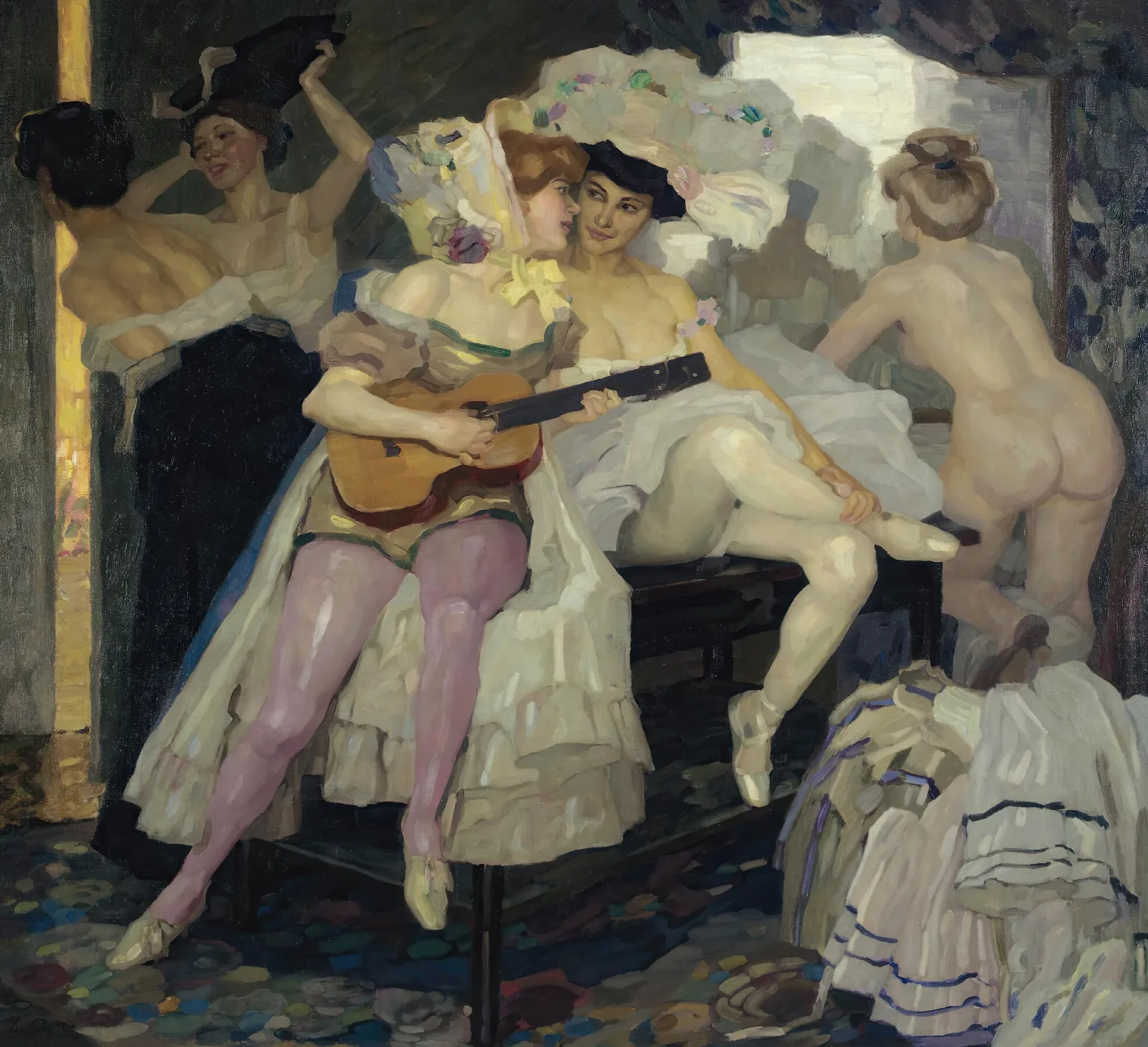 Hinter Den Kulissen Behind The Scenes Wall Art by Leo Putz - Canvas Print