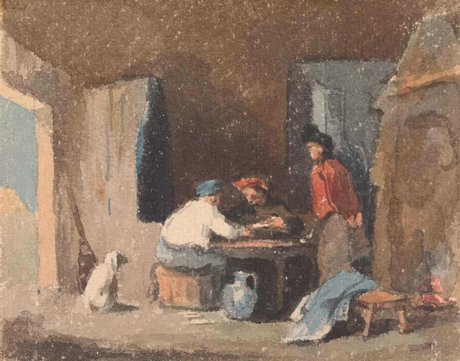 Figures At A Table Inside A Cottage Wall Art by Thomas Sully - Canvas Print