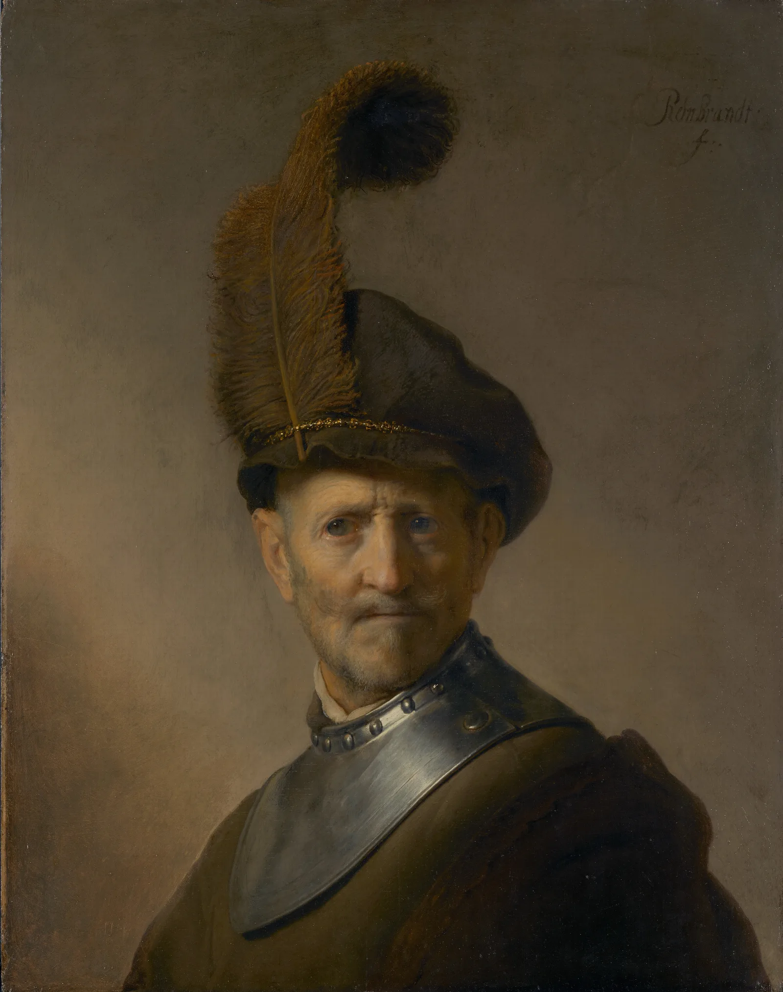 An Old Man In Military Costume Wall Art by Rembrandt van Rijn - Canvas Print