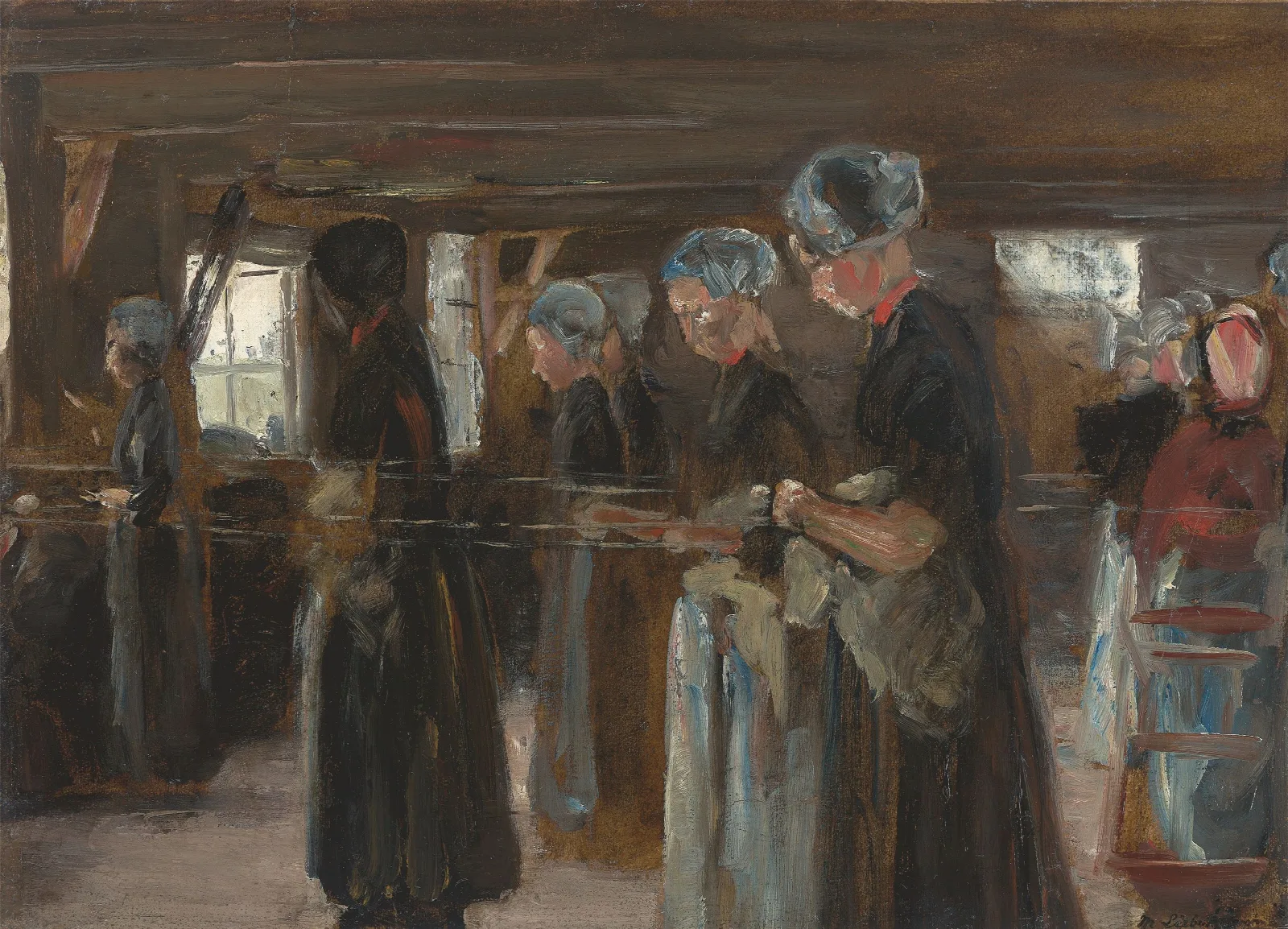 Kompositionsstudie Zur Flachsscheuer In Laren Wall Art by Max Liebermann - Canvas Print