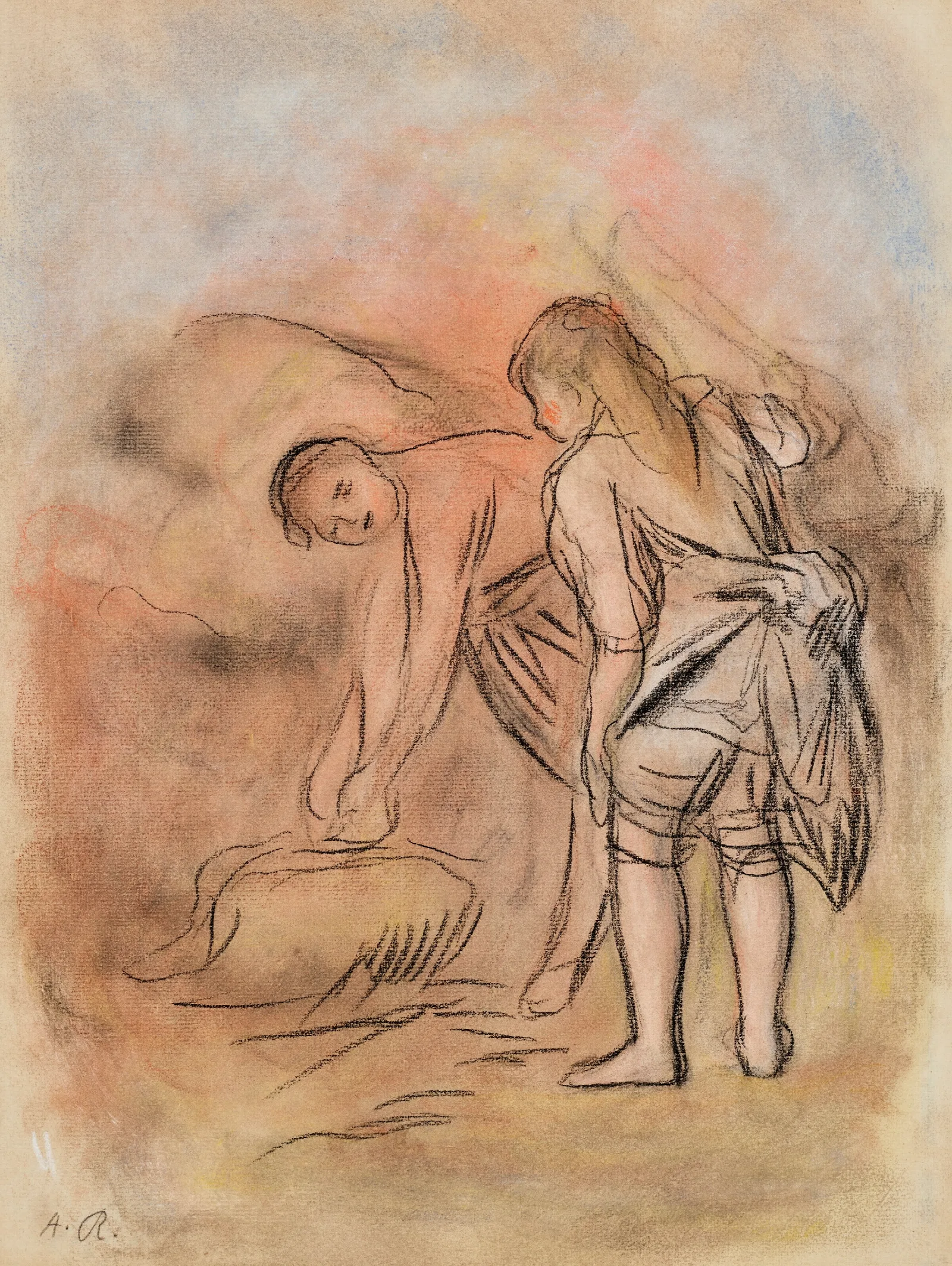 Deux Jeunes Filles Au Bord De La Mer Wall Art by Pierre-Auguste Renoir - Canvas Print