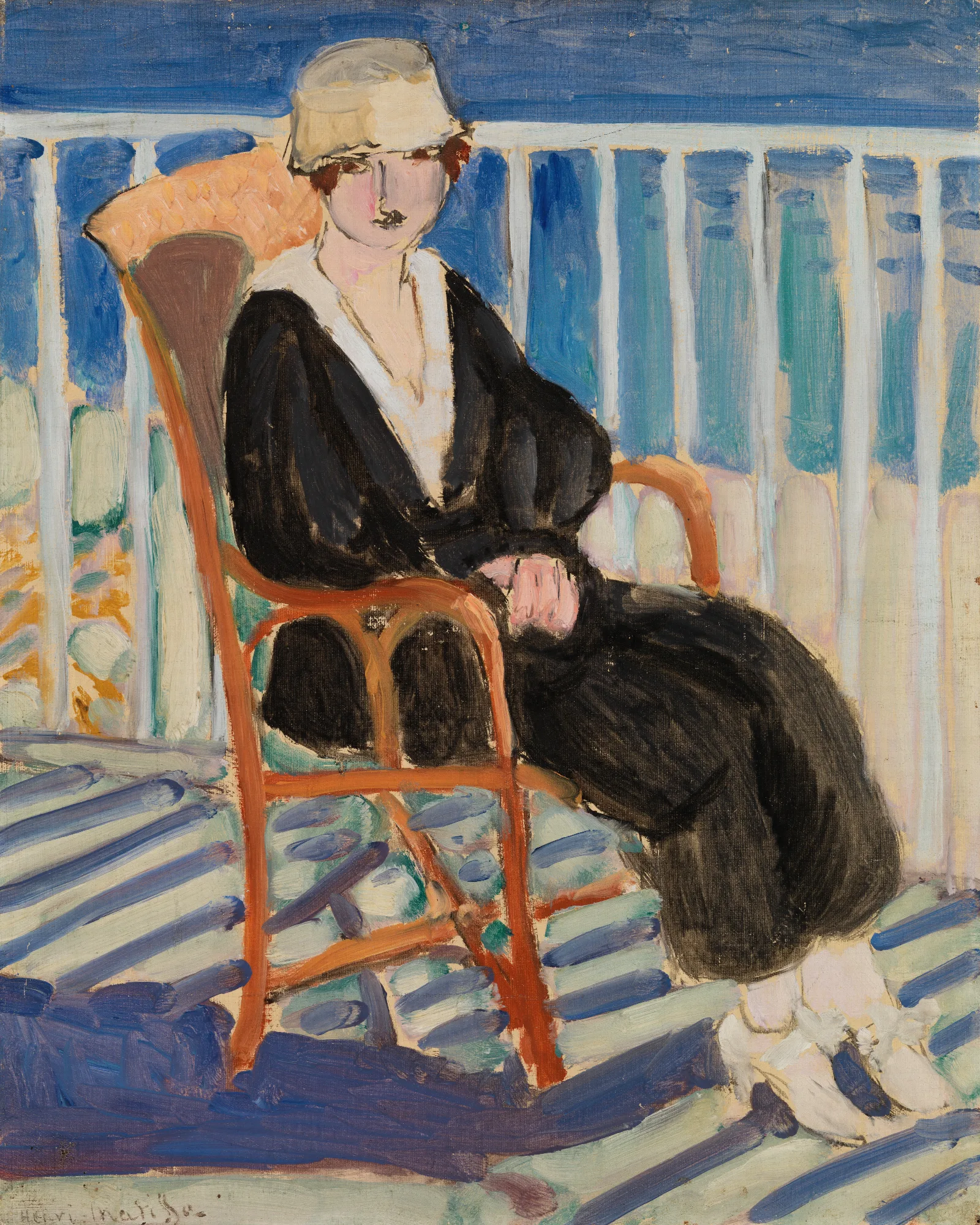 Young Girl On A Balcony Over The Ocean Jeune Fille Au Balcon Sur La Mer Wall Art by Henri Matisse - Canvas Print