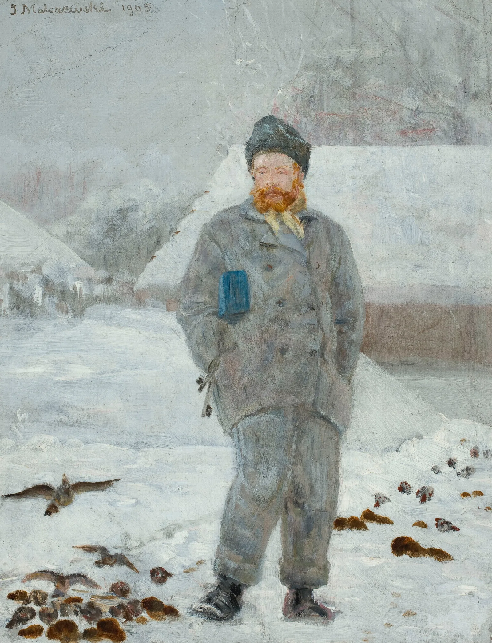 Portrait Of Adolf Dygasinski With Birds Wall Art by Jacek Malczewski - Canvas Print