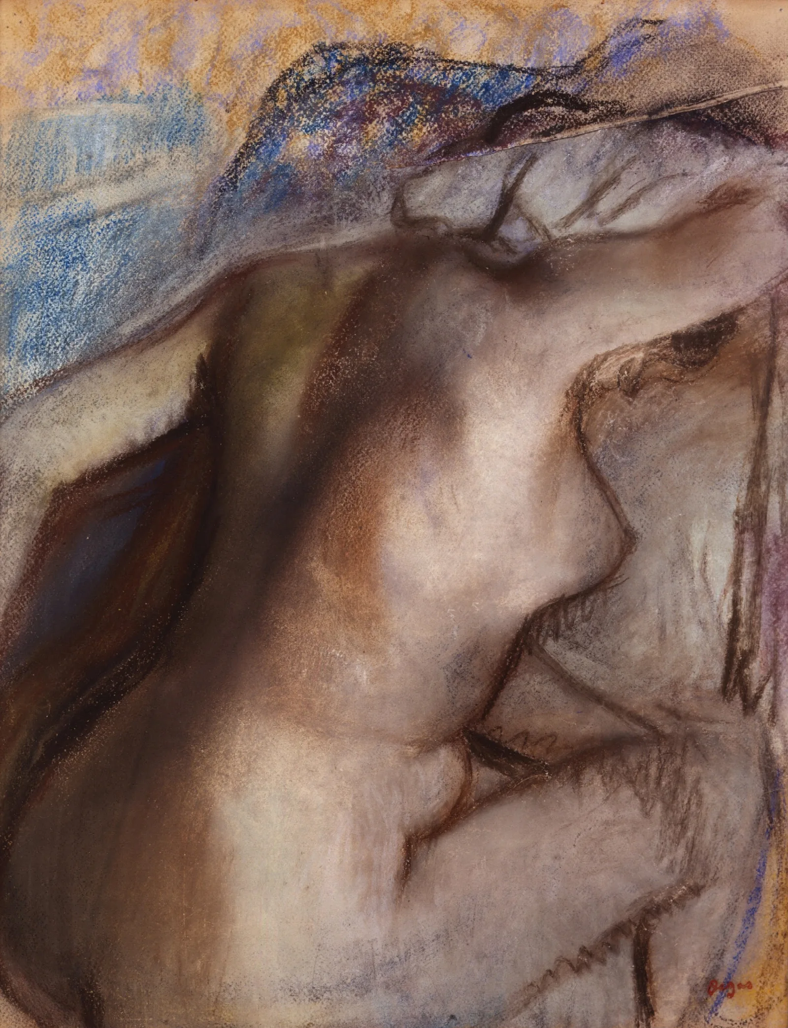 After The Bath Woman Drying Herself Wall Art by Edgar Degas - Canvas Print