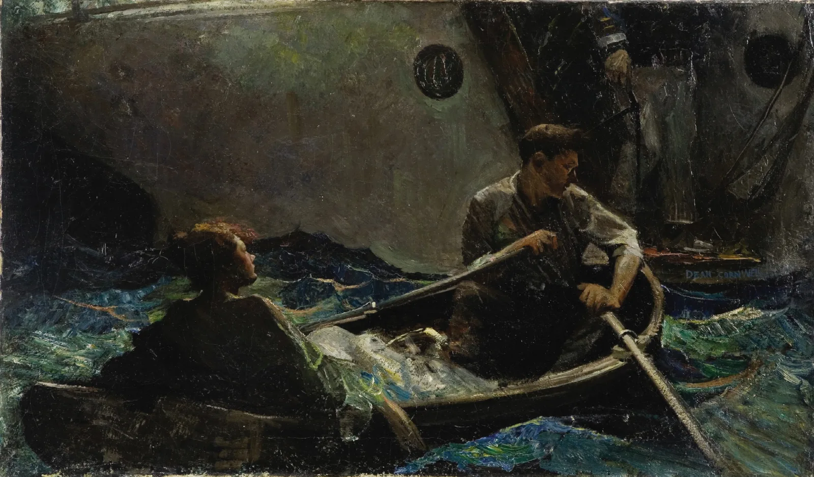 Couple In A Rowboat Wall Art by Dean Cornwell - Canvas Print