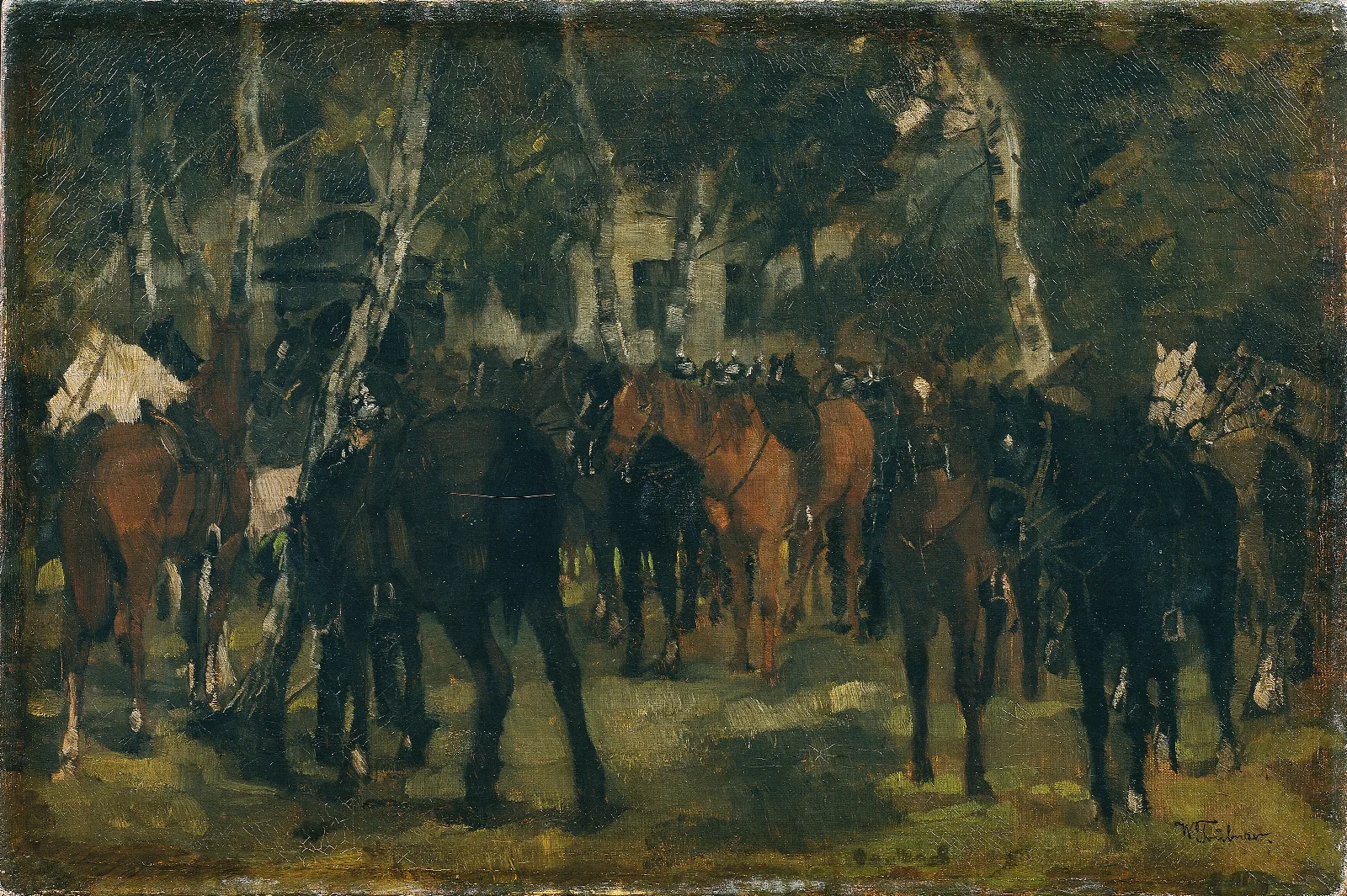 Abgesessene Kurassiere Wall Art by Wilhelm Trübner - Canvas Print