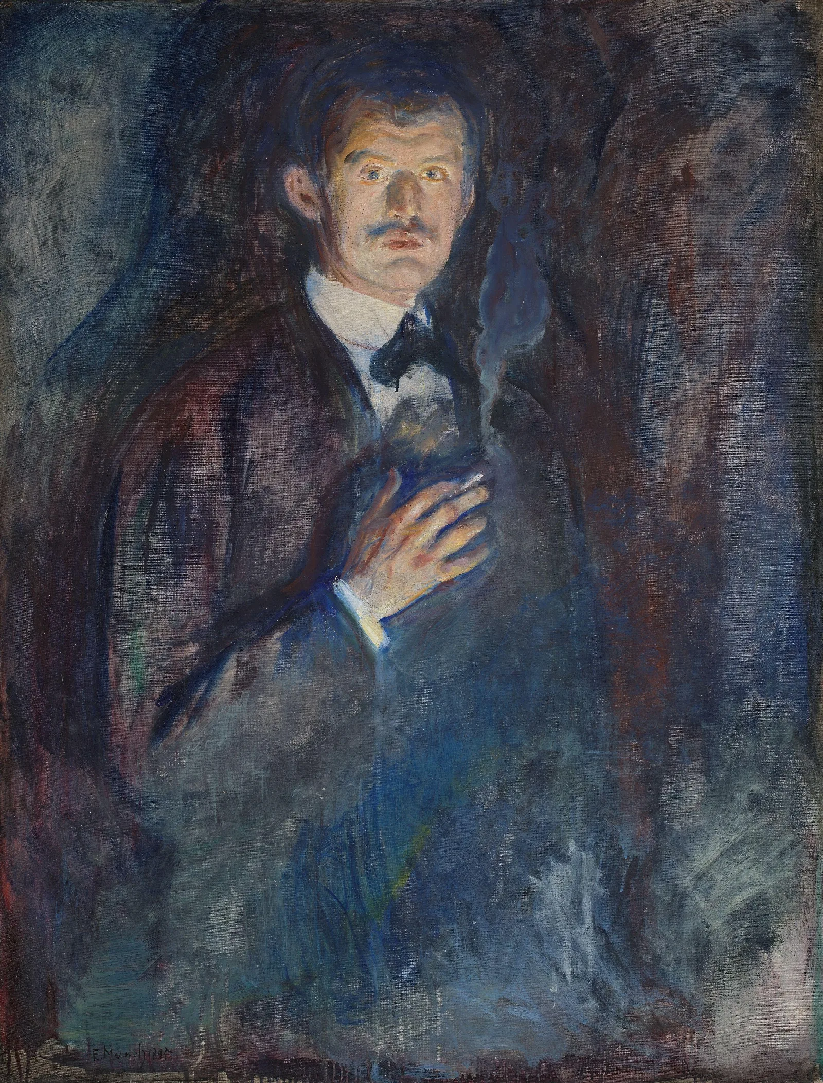 Self Portrait With Cigarette 2 Wall Art by Edvard Munch - Canvas Print
