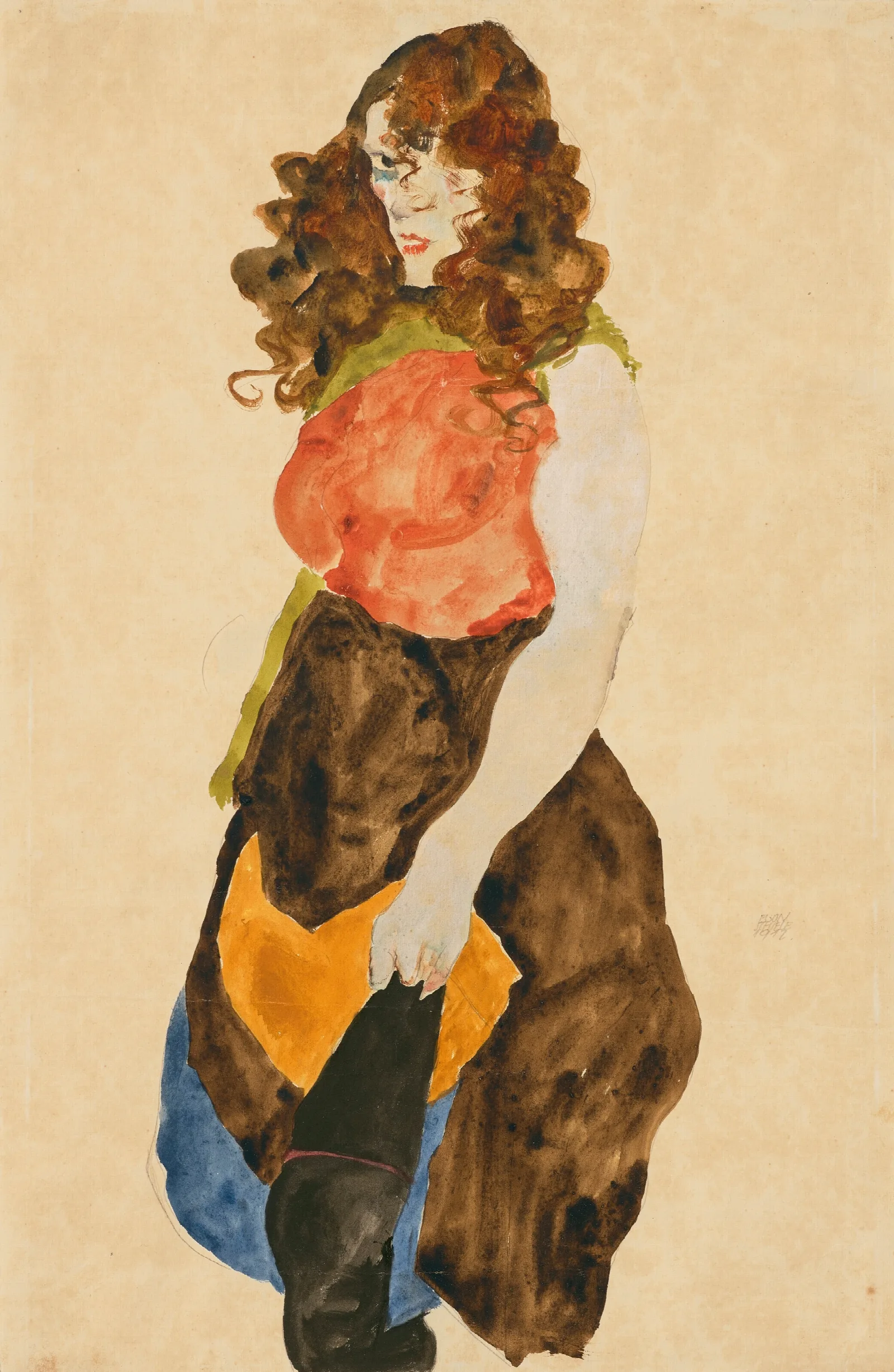 Stehende Frau Dirne Wall Art by Egon Schiele - Canvas Print