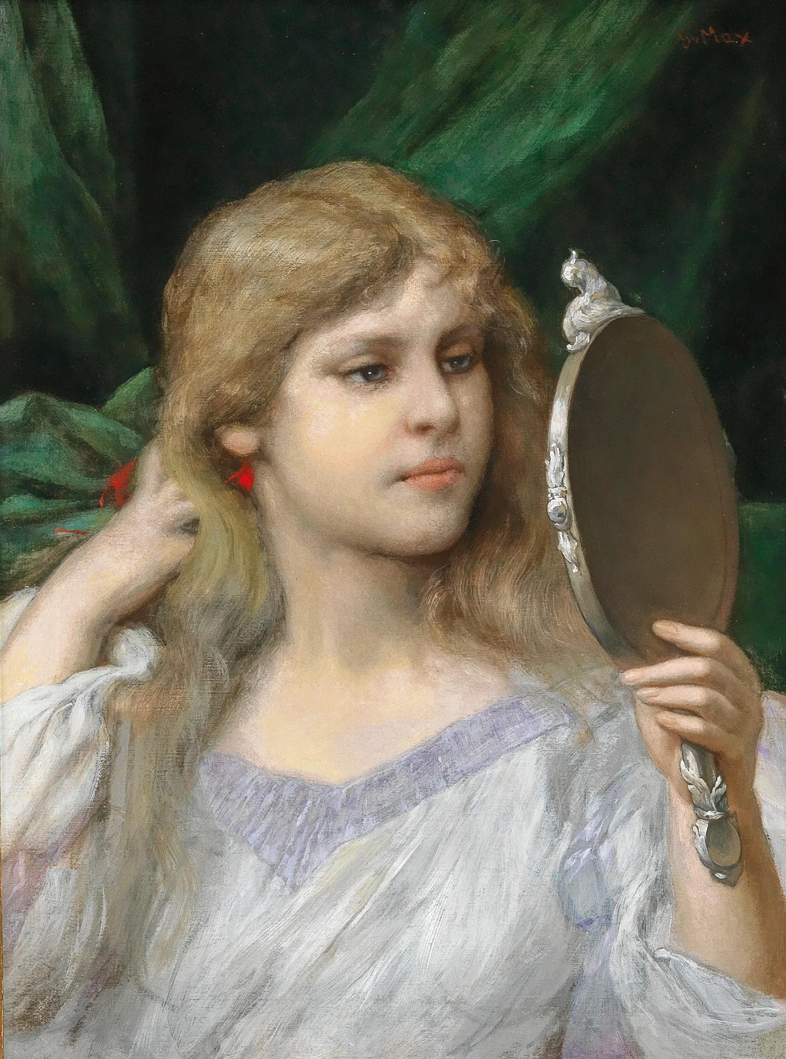 The Mirror 7 Wall Art by Gabriel von Max - Canvas Print