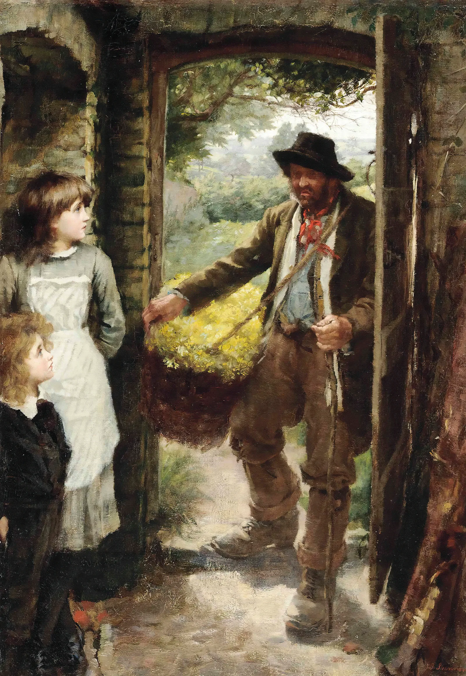 The Cowslip Gatherer Wall Art by James Jebusa Shannon - Canvas Print