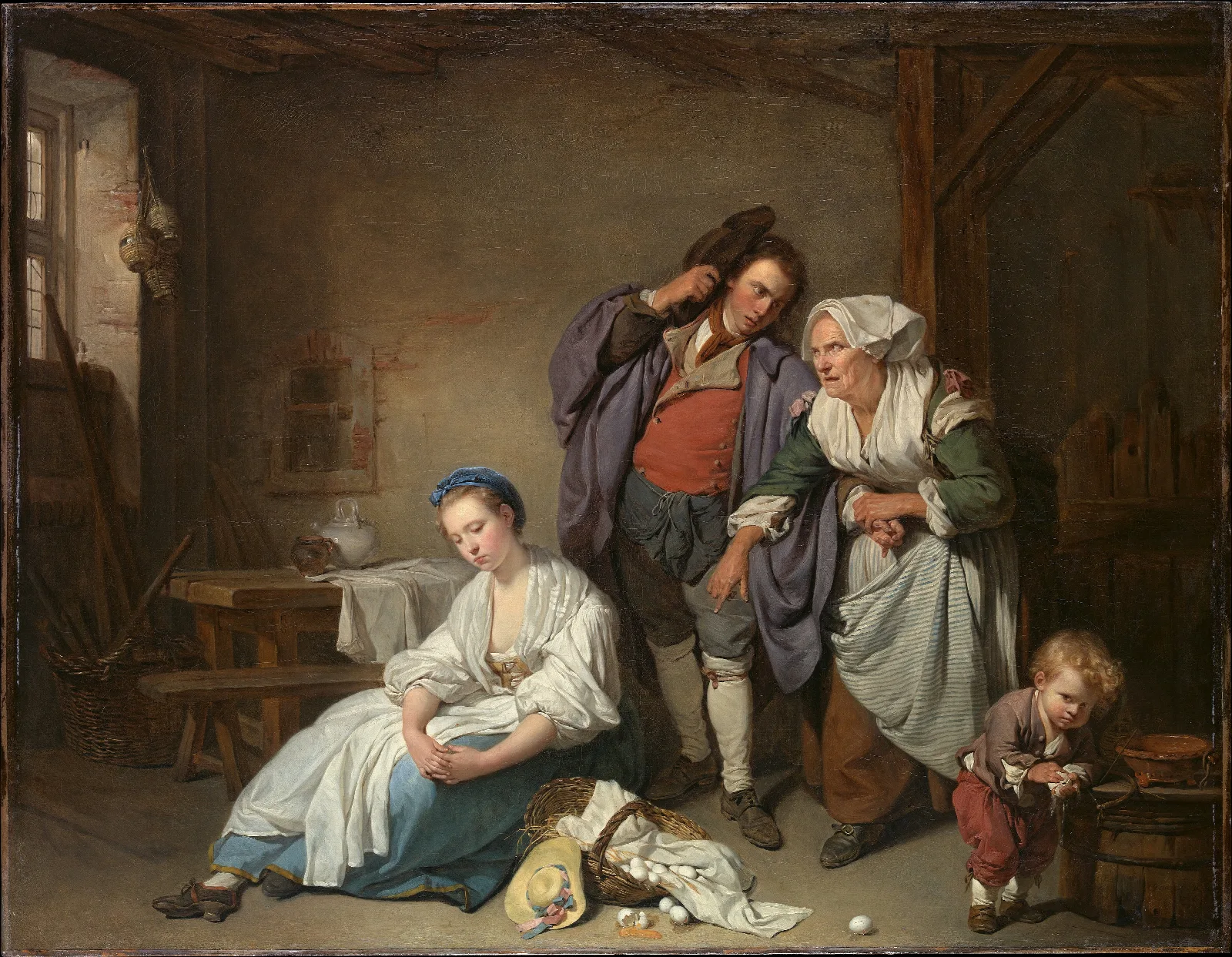 Broken Eggs Wall Art by Jean-Baptiste Greuze - Canvas Print