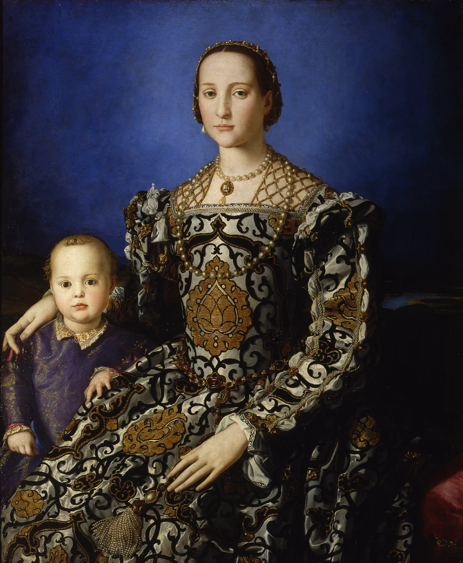 Portrait Of Eleanor Of Toledo With Her Son Giovanni De Medici Wall Art by Agnolo Bronzino - Canvas Print
