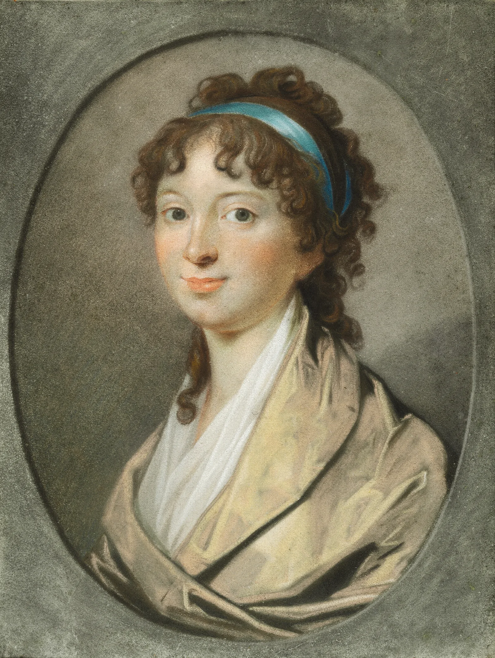 Portraet Af En Ung Dame Med Blaat Haarbaand Wall Art by Jens Juel - Canvas Print