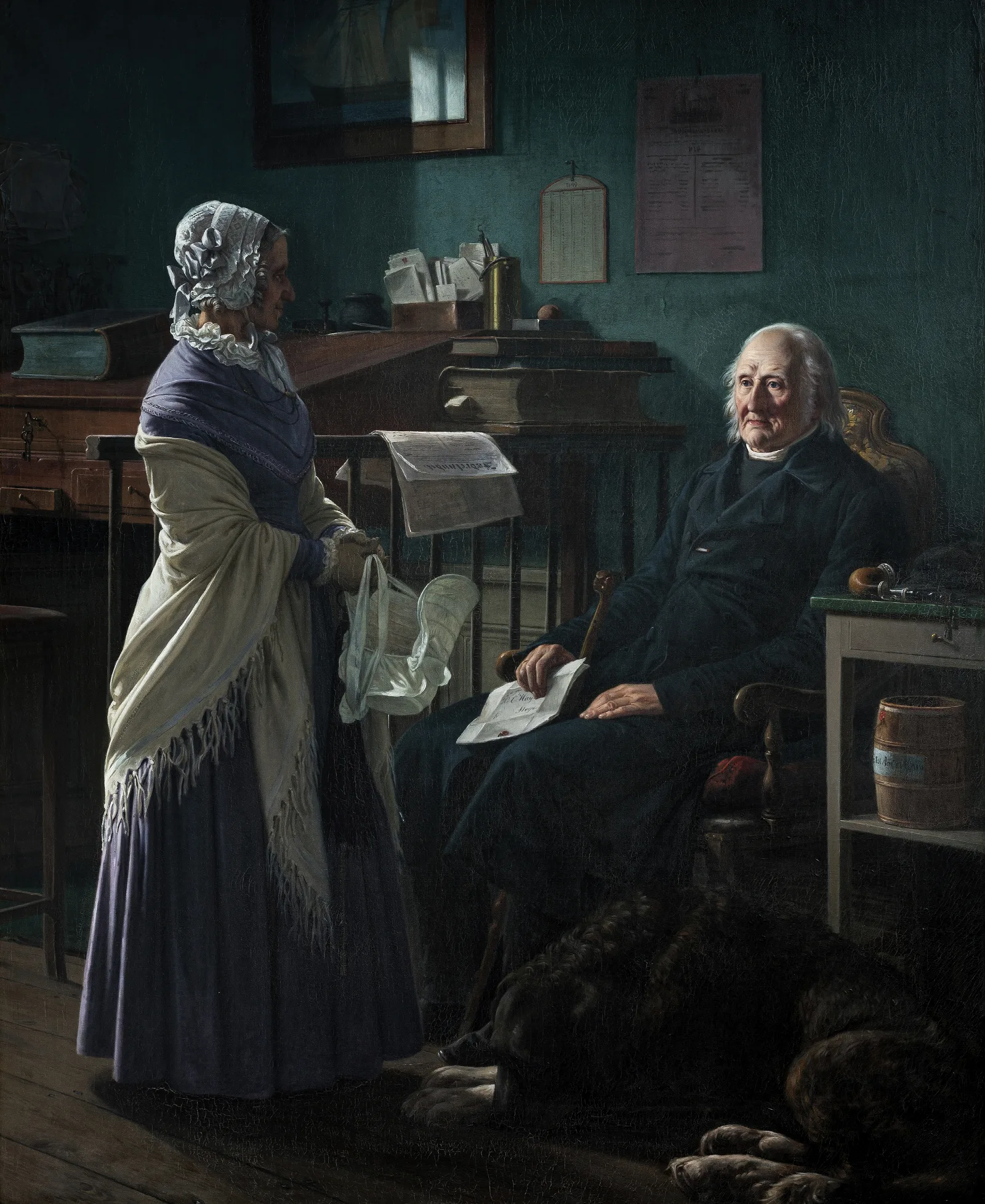 Double Portrait Of The Merchant Christopher Friedenreich Hage 1759 1849 And His Wife Arnette Born Just 1778 1866 Wall Art by Wilhelm Marstrand - Canvas Print