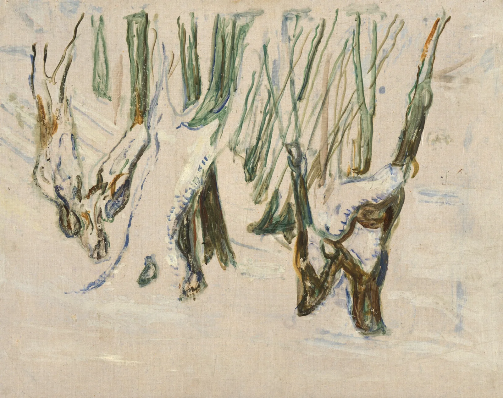 Rugged Trunks In Snow Wall Art by Edvard Munch - Canvas Print