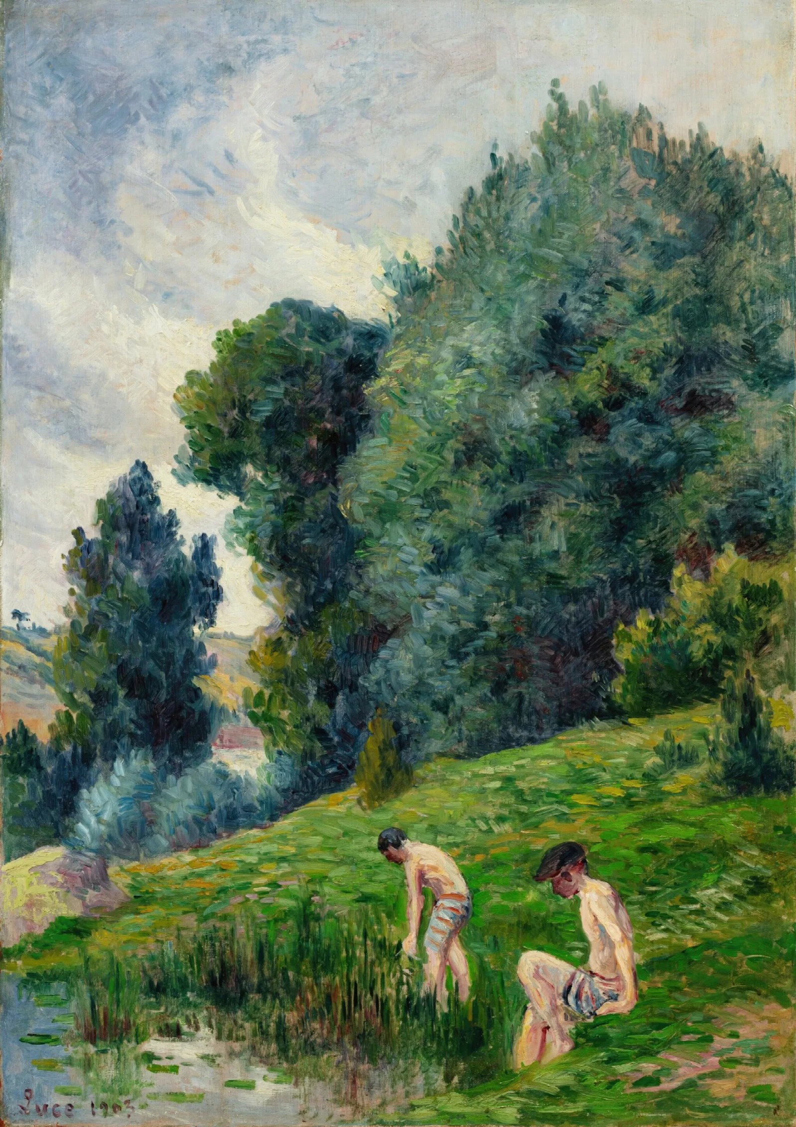 Moulineux Les Baigneurs Wall Art by Maximilien Luce - Canvas Print