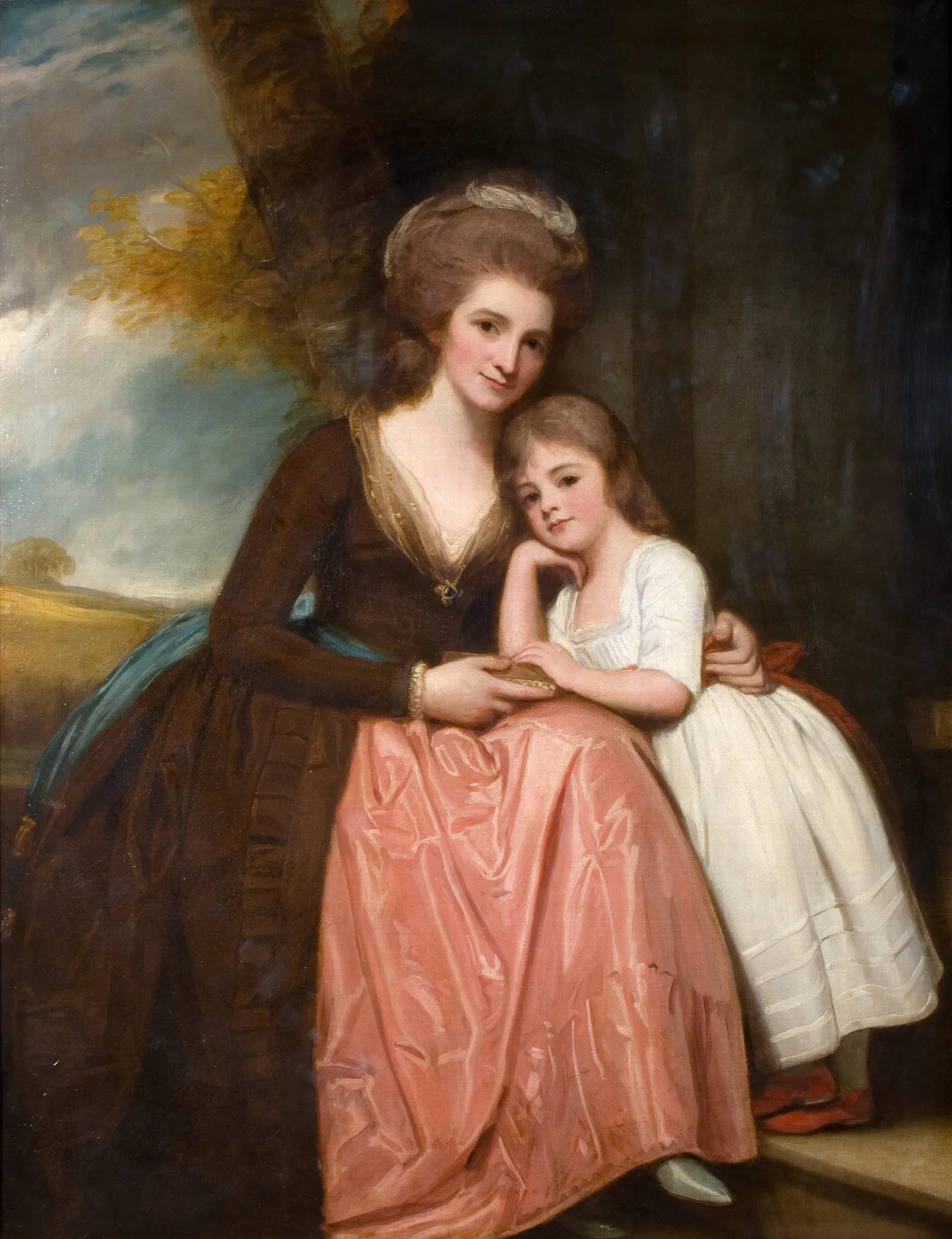 Portrait Of Mrs Bracebridge And Her Daughter Mary Wall Art by George Romney - Canvas Print