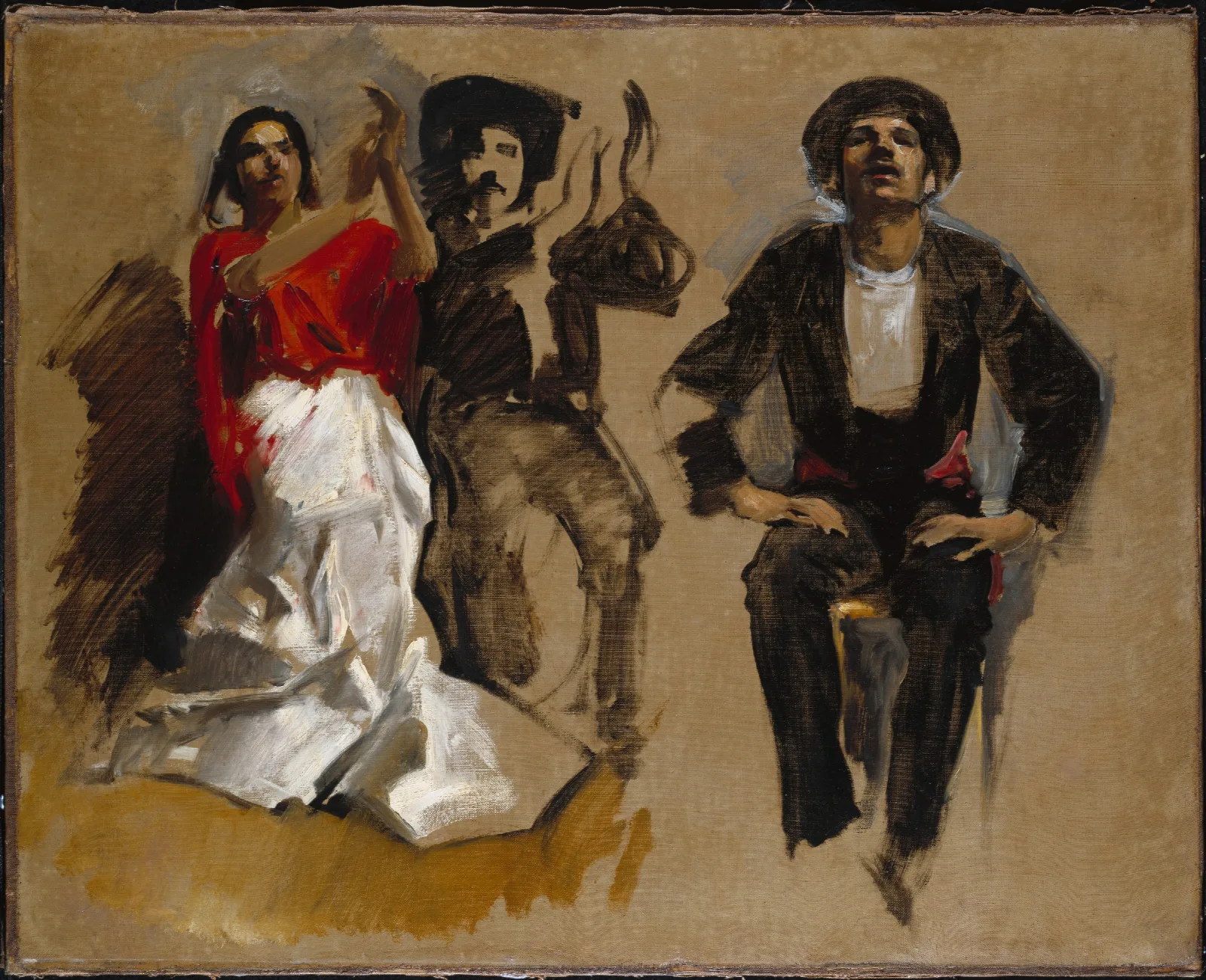 Study For Seated Figures For El Jale Wall Art by John Singer Sargent - Canvas Print