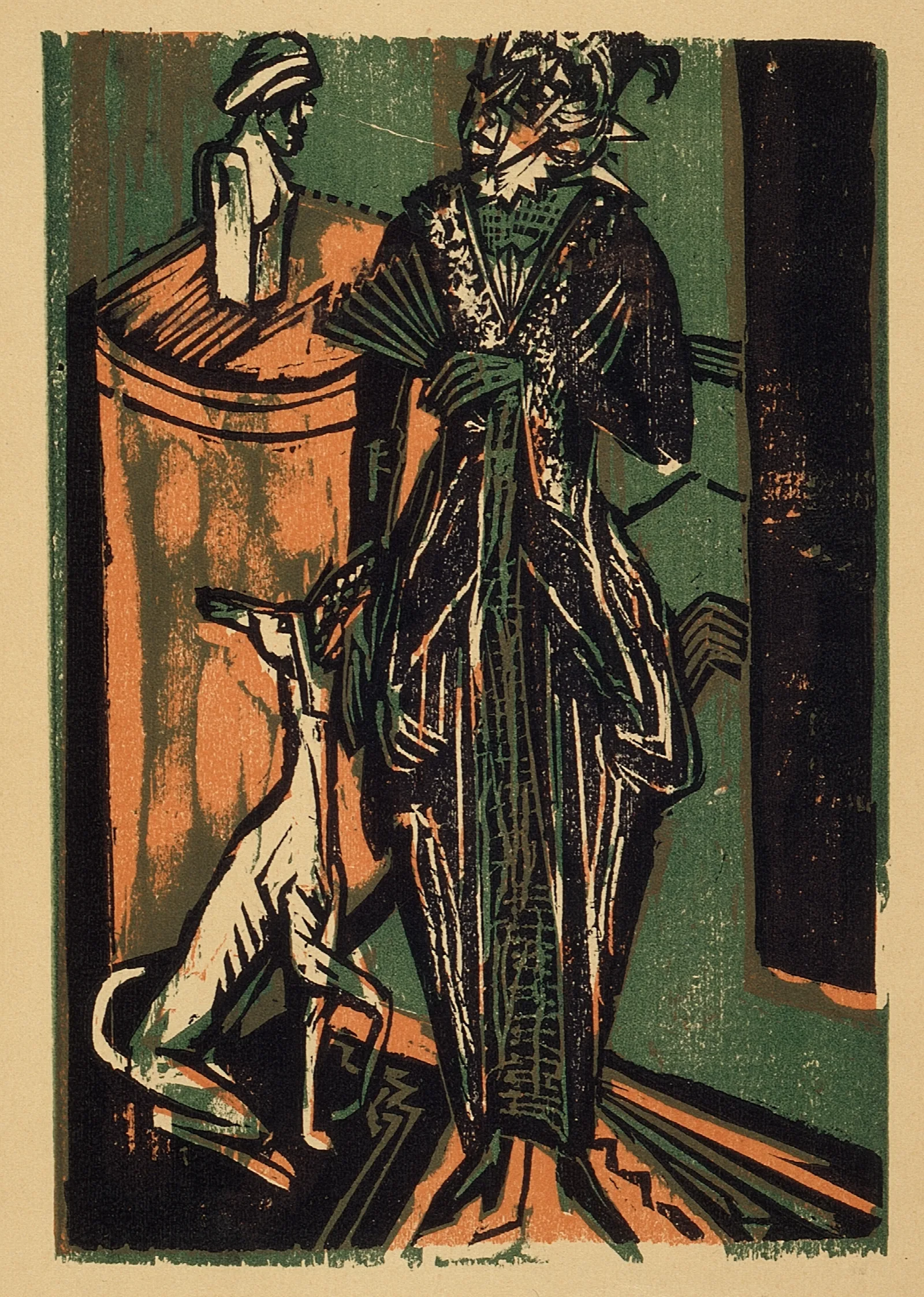 Lady With Dog Dame Mit Hund Wall Art by Ernst Ludwig Kirchner - Canvas Print