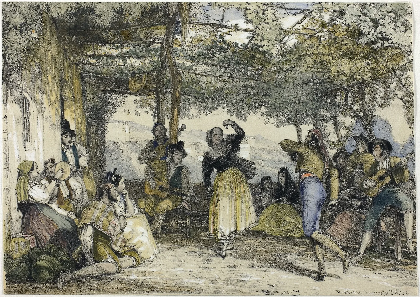 Spanish Peasants Dancing The Bolero Wall Art by John Frederick Lewis - Canvas Print