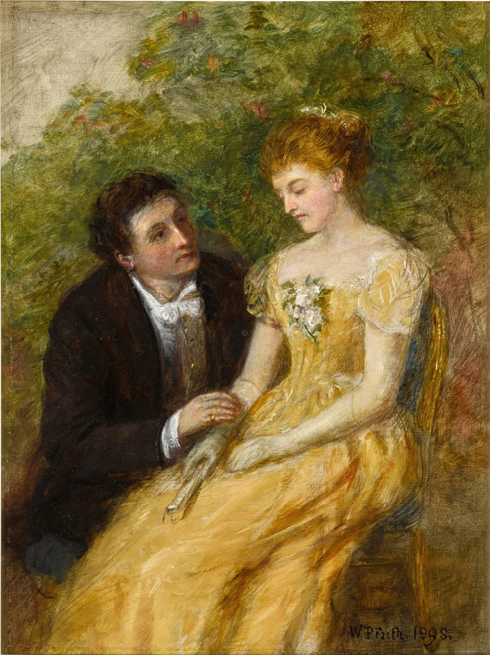 A Study For In The Conservatory A Critical Moment Wall Art by William Powell Frith - Canvas Print