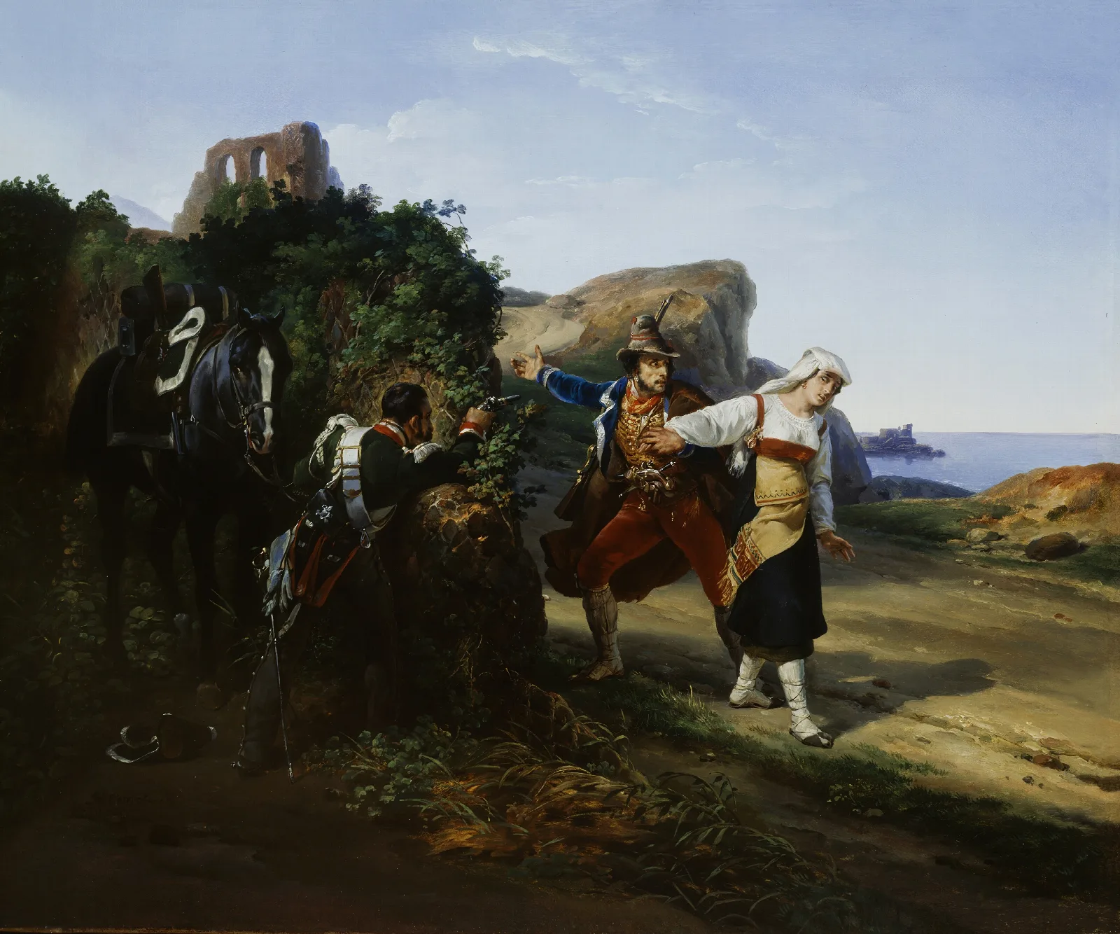 The Brigand Betrayed Wall Art by Horace Vernet - Canvas Print