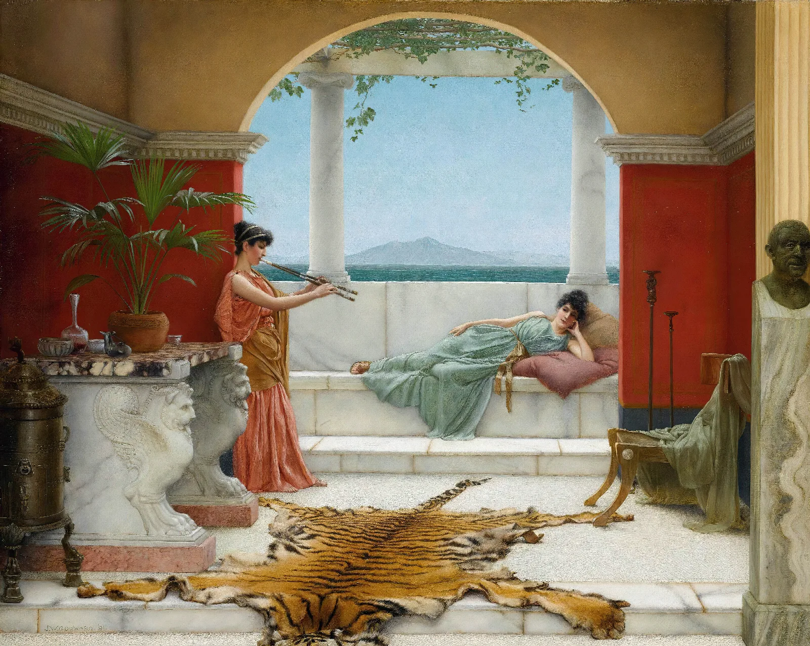 The Sweet Siesta Of A Summer Day Wall Art by John William Godward - Canvas Print