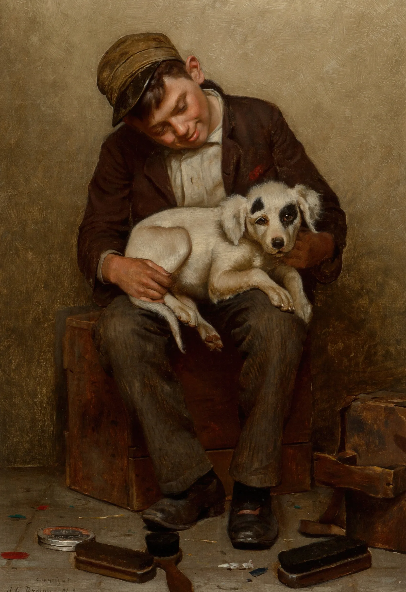 The Bootblacks Best Friend Wall Art by John George Brown - Canvas Print
