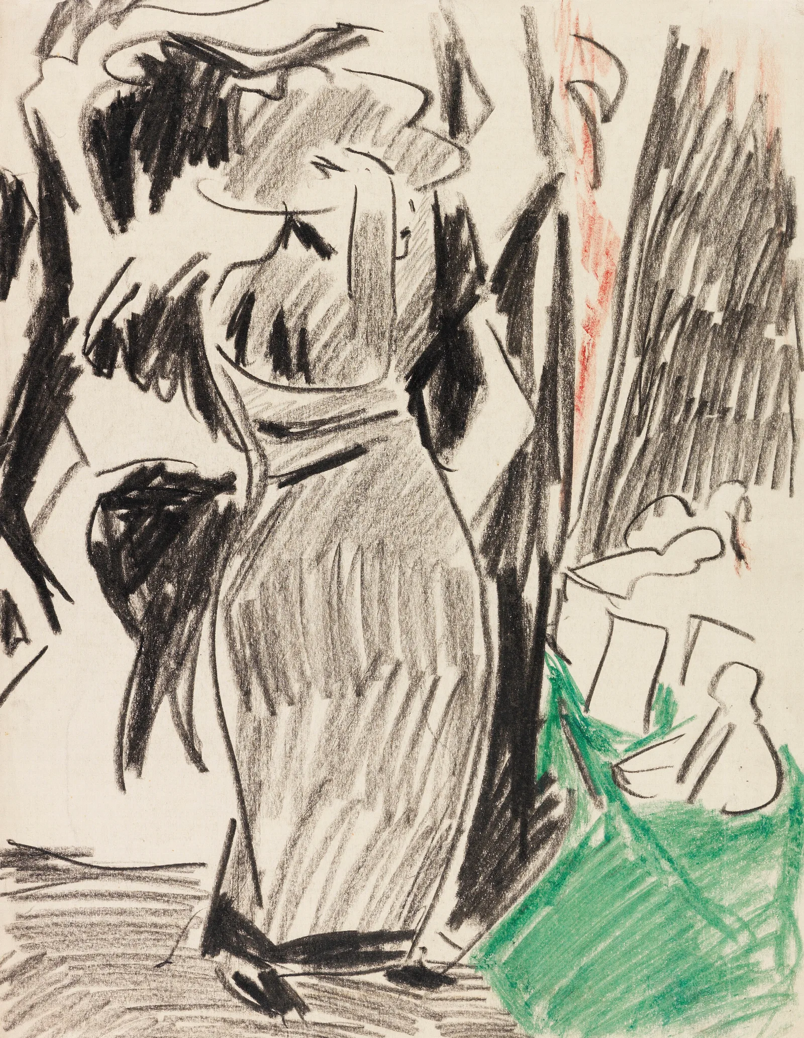 Frau Vor Dem Spiegel Wall Art by Ernst Ludwig Kirchner - Canvas Print