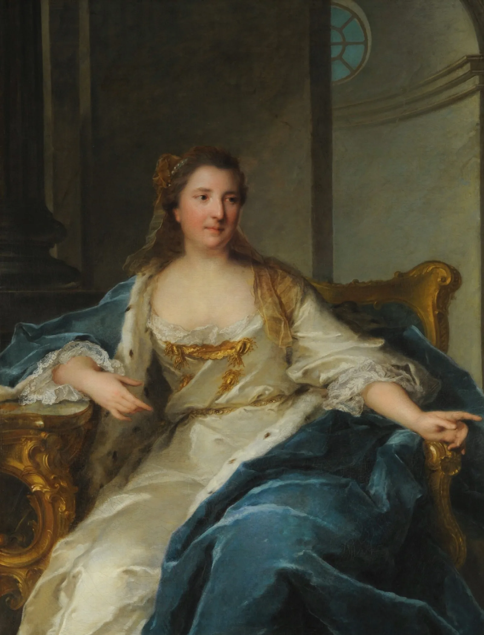 Portrait Of Charlotte De Hesse Rheinfels 1714 1741 Princess Of Conde Wall Art by Jean-Marc Nattier - Canvas Print