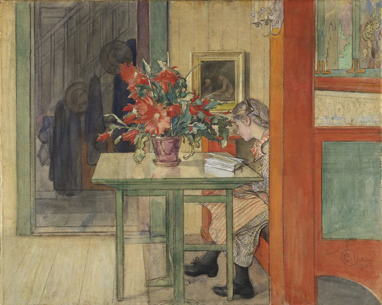 Lisbeth Reading Wall Art by Carl Larsson - Canvas Print