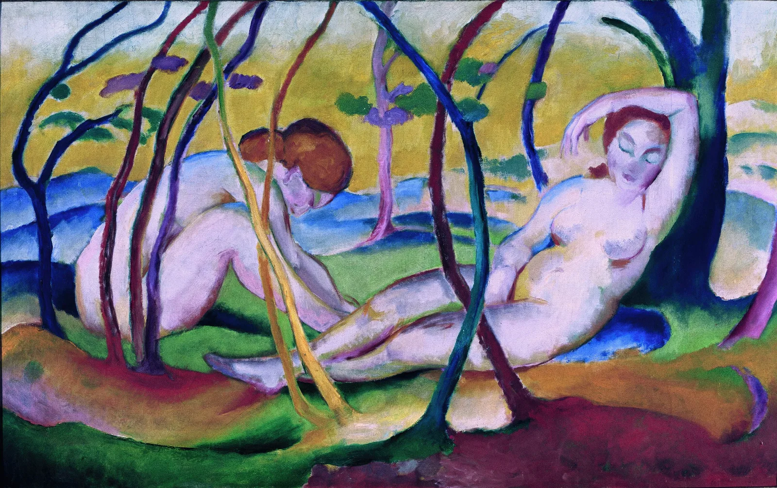 Nudes Under Trees Wall Art by Franz Marc - Canvas Print