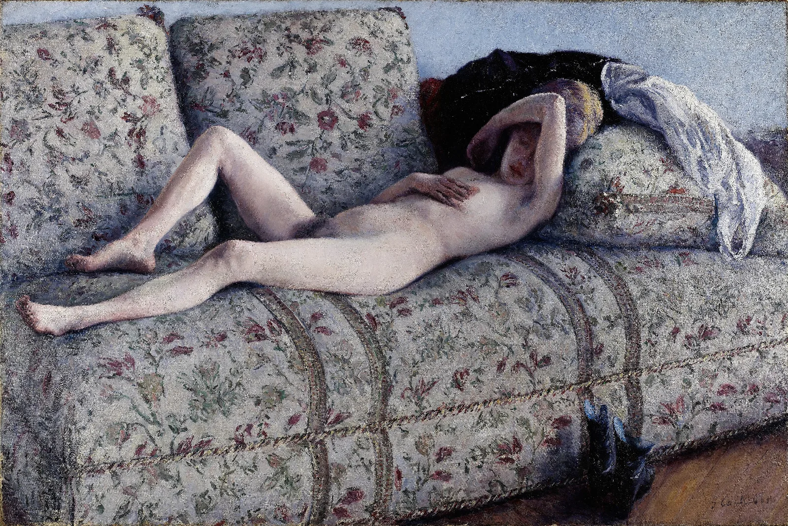 Nude On A Couch Wall Art by Gustave Caillebotte - Canvas Print