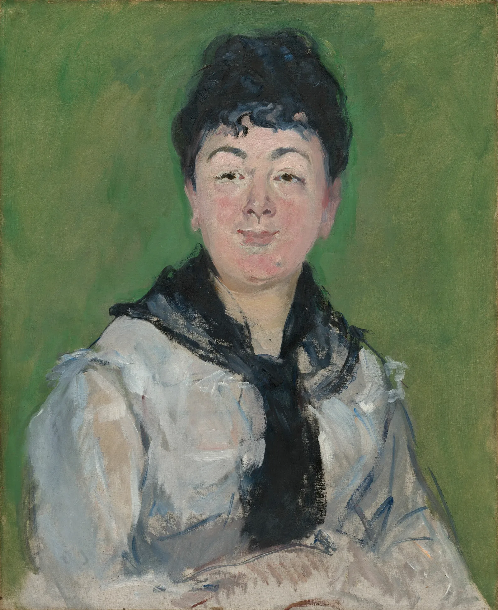 Portrait Of A Woman With A Black Fichu Wall Art by Édouard Manet - Canvas Print