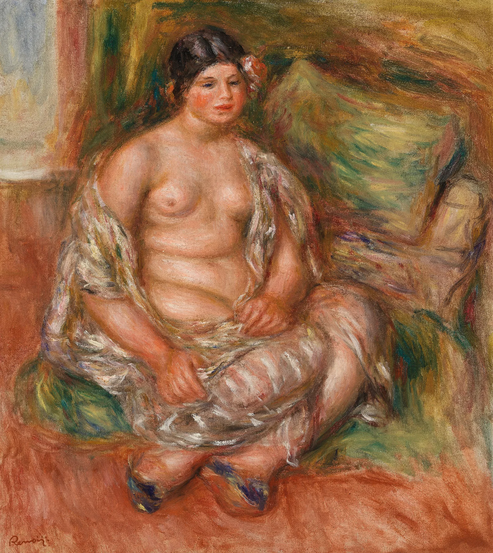 Seated Odalisque Odalisque Assise Wall Art by Pierre-Auguste Renoir - Canvas Print