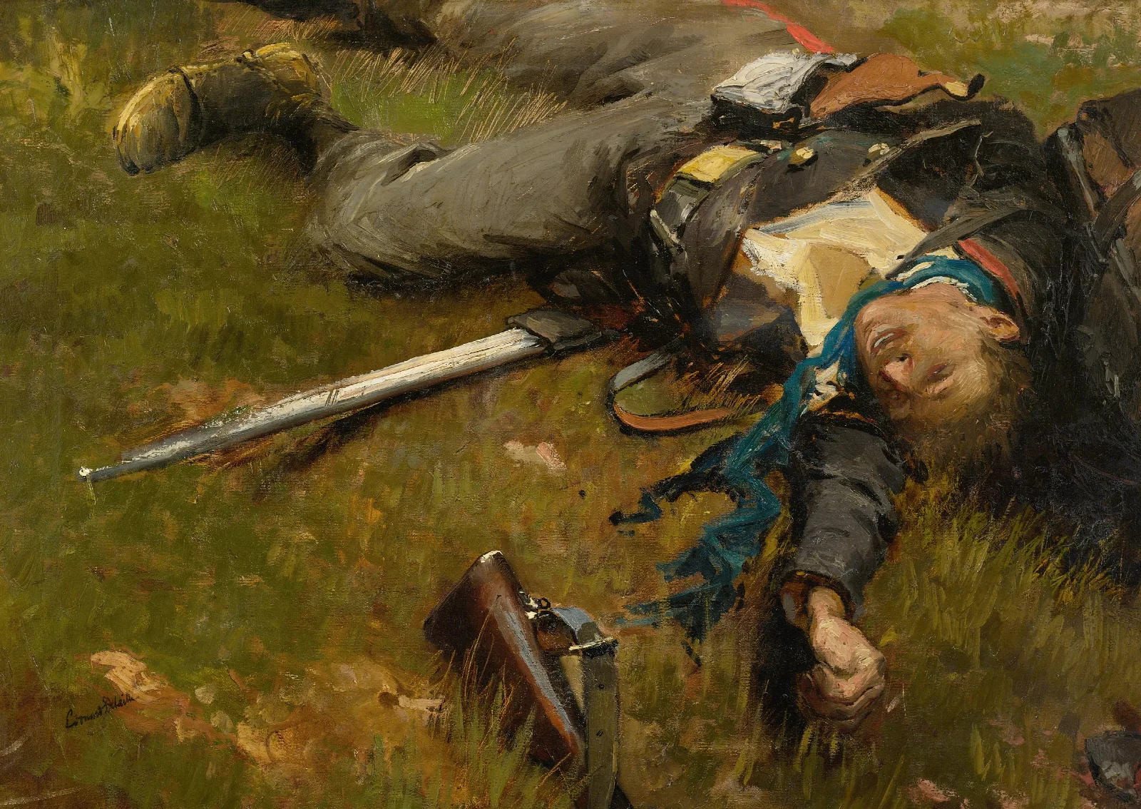 Soldat Mobile Tue Wall Art by Jean-Baptiste Édouard Detaille - Canvas Print